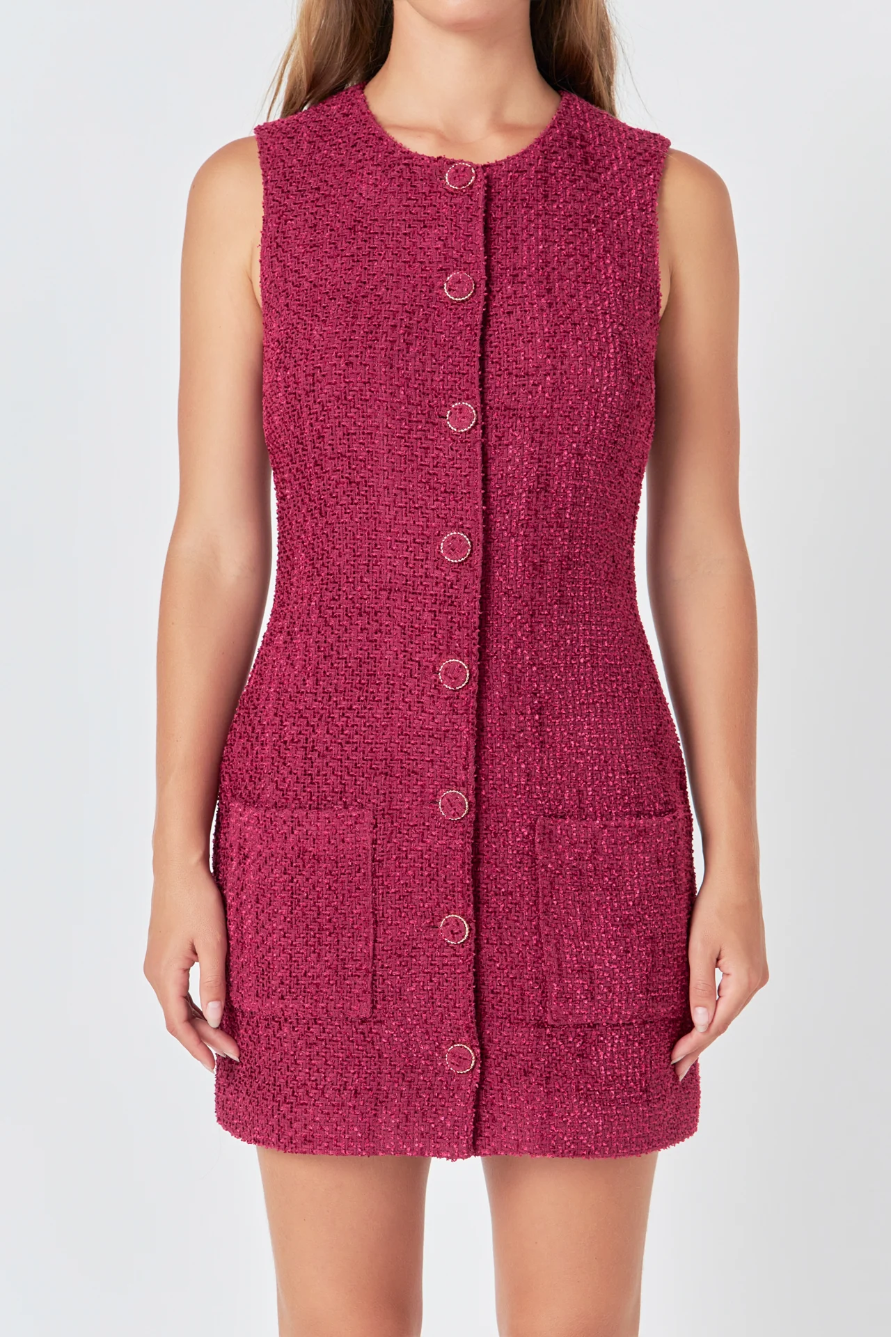 Sleeveless Tweed Mini Dress