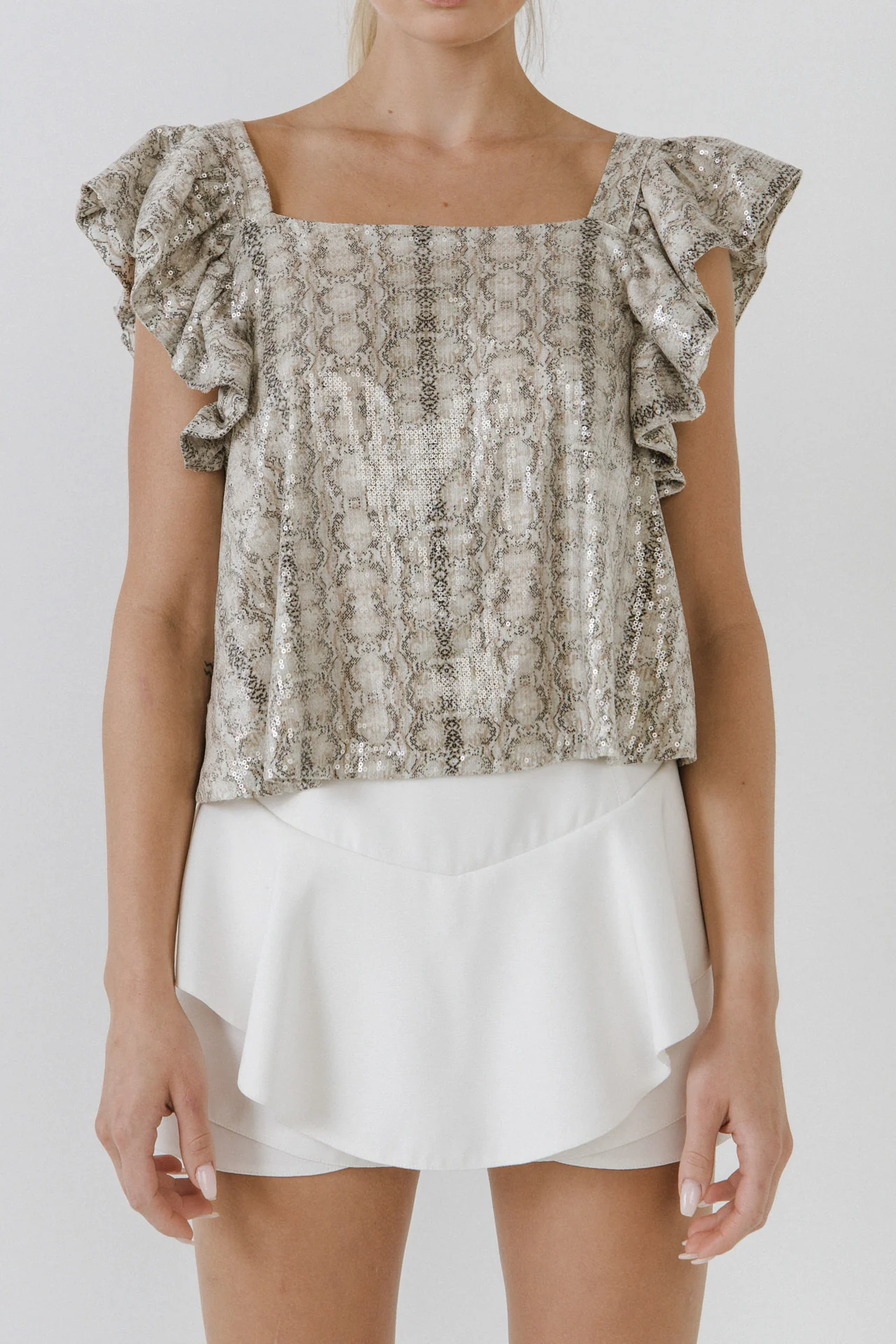 Python Sequin Babydoll Top