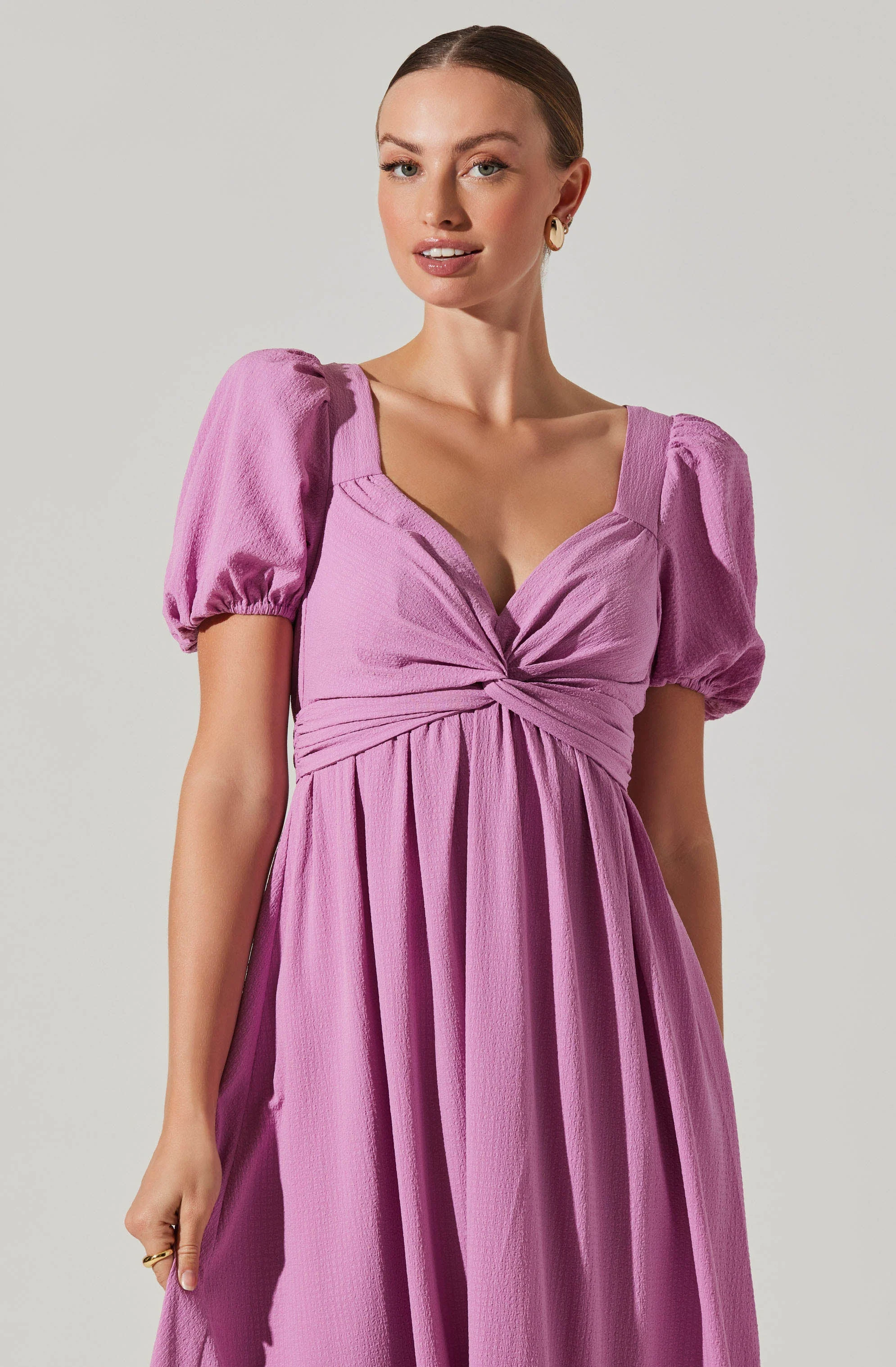 Twist Bust Tie Back Midi Dress