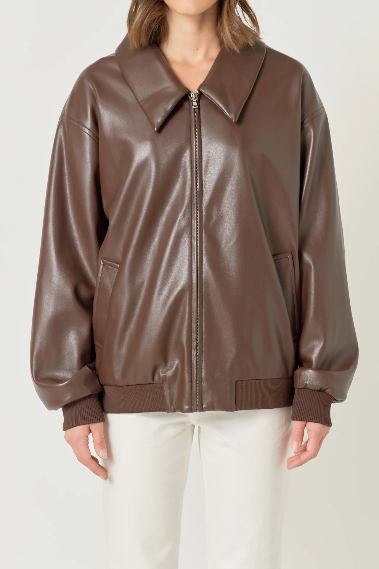 Oversized Faux Leather Jacket