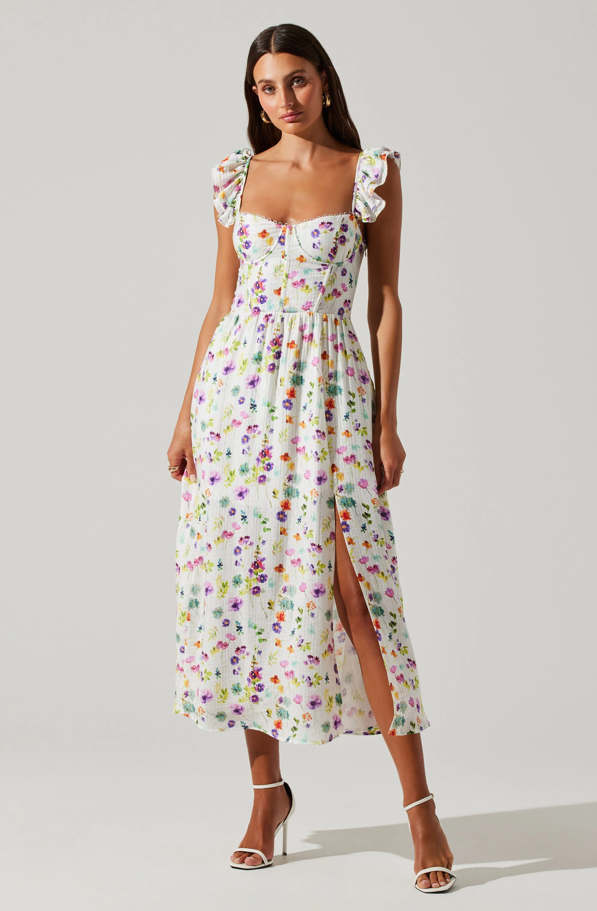 Wedelia Floral Bustier Midi Dress