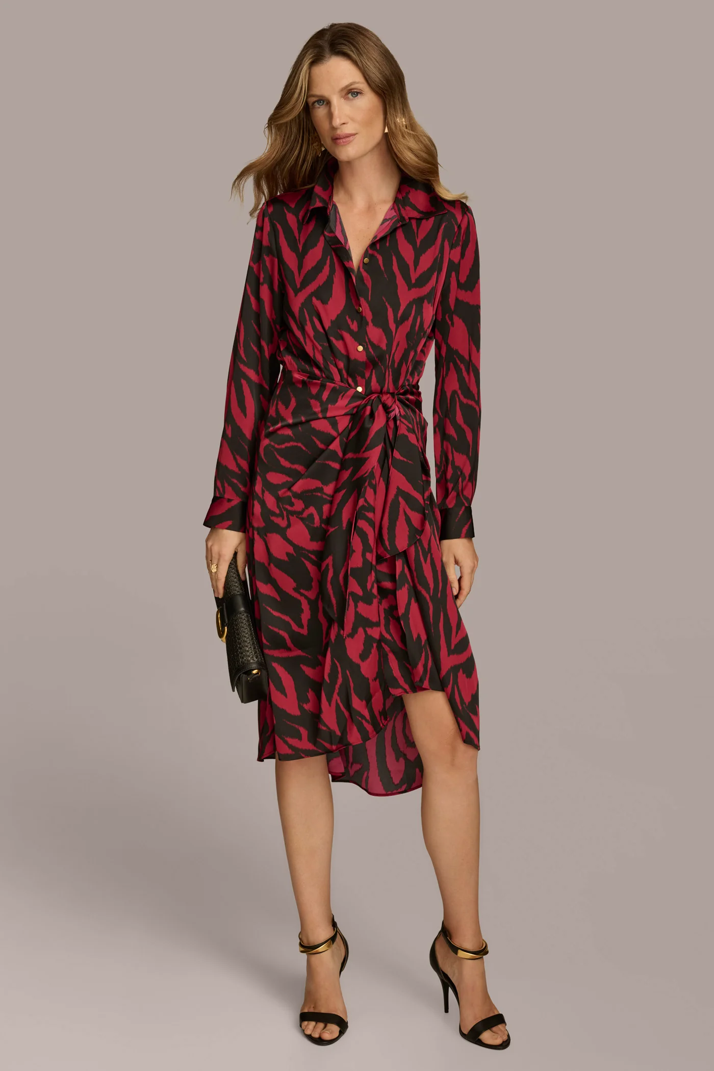 LONG SLEEVE TIE WAIST DRESS