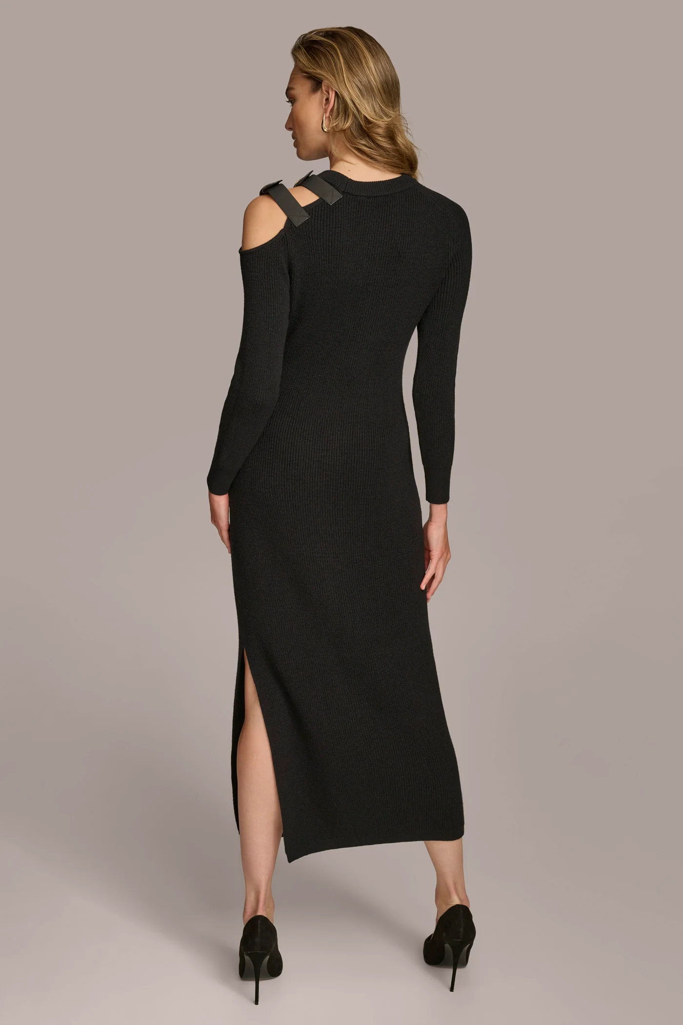 ONE SIDED COLD SHOULDER MIDI DRESS