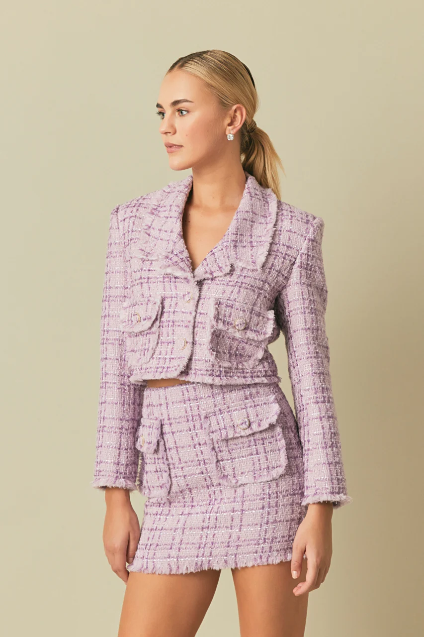 Tonal Boucle Tweed Skirt