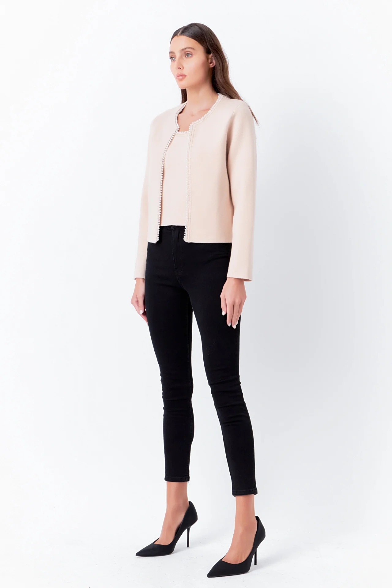 Pearl Trim Knit Cardigan