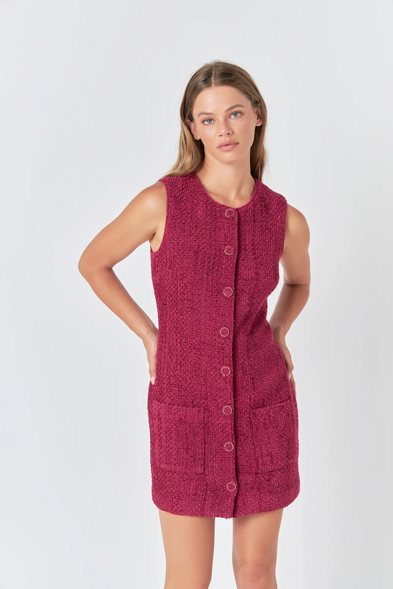 Sleeveless Tweed Mini Dress