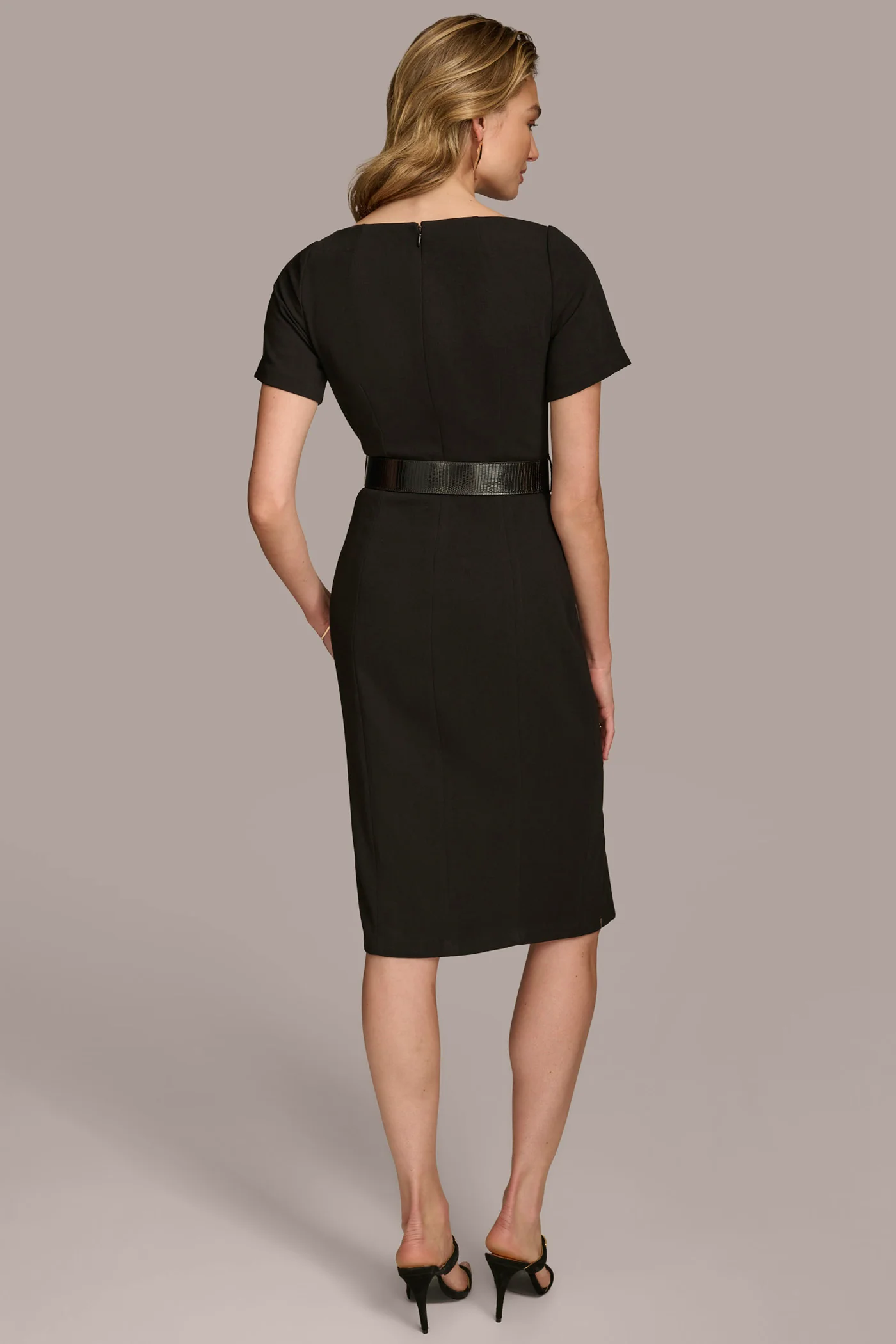 CREPE V-NECK DRESS WITH BELT