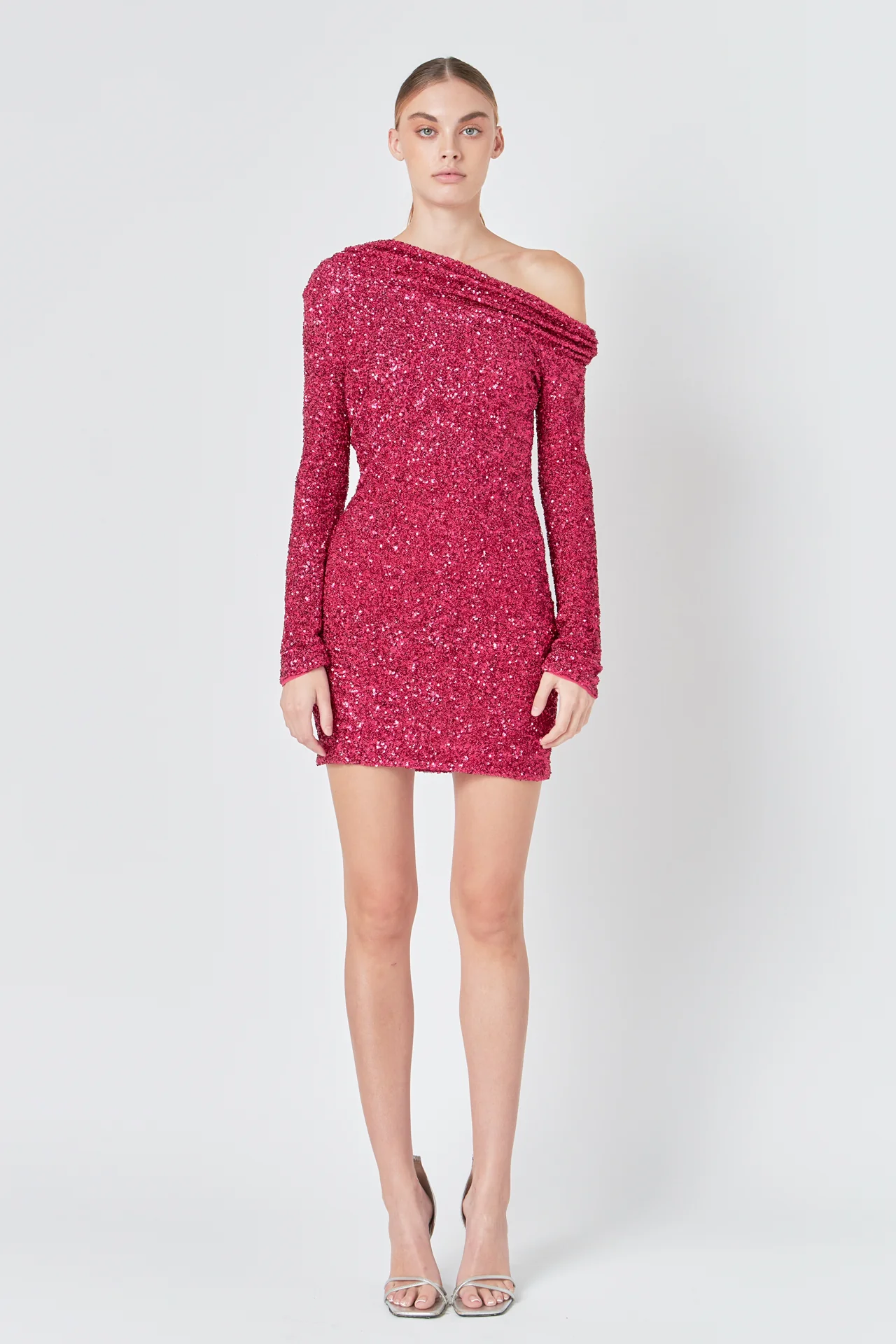 One Shoulder Sequins Dress