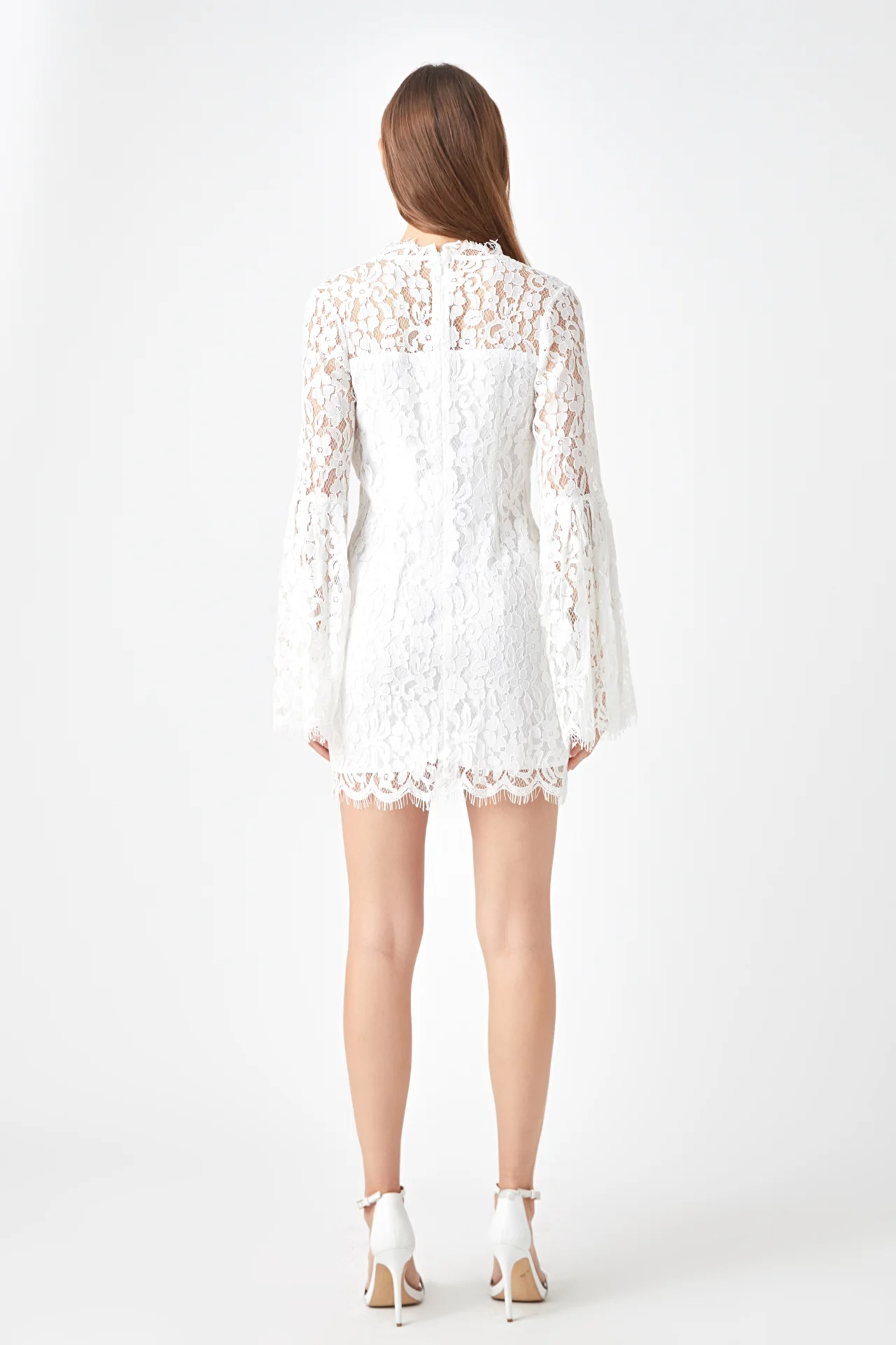 Bell Sleeve V-Neck Lace Dress