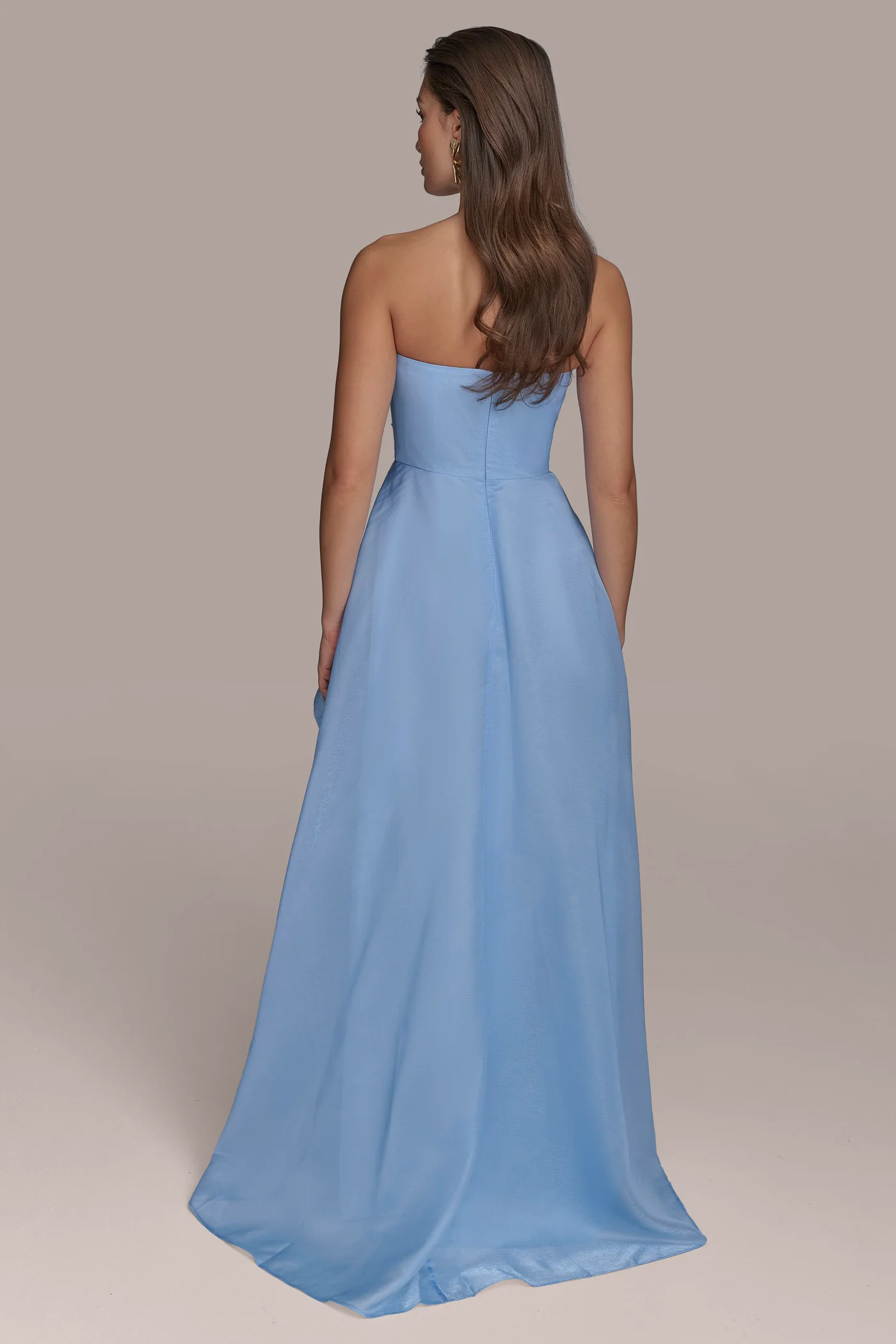 STRAPLESS SIDE DRAPED BALL GOWN