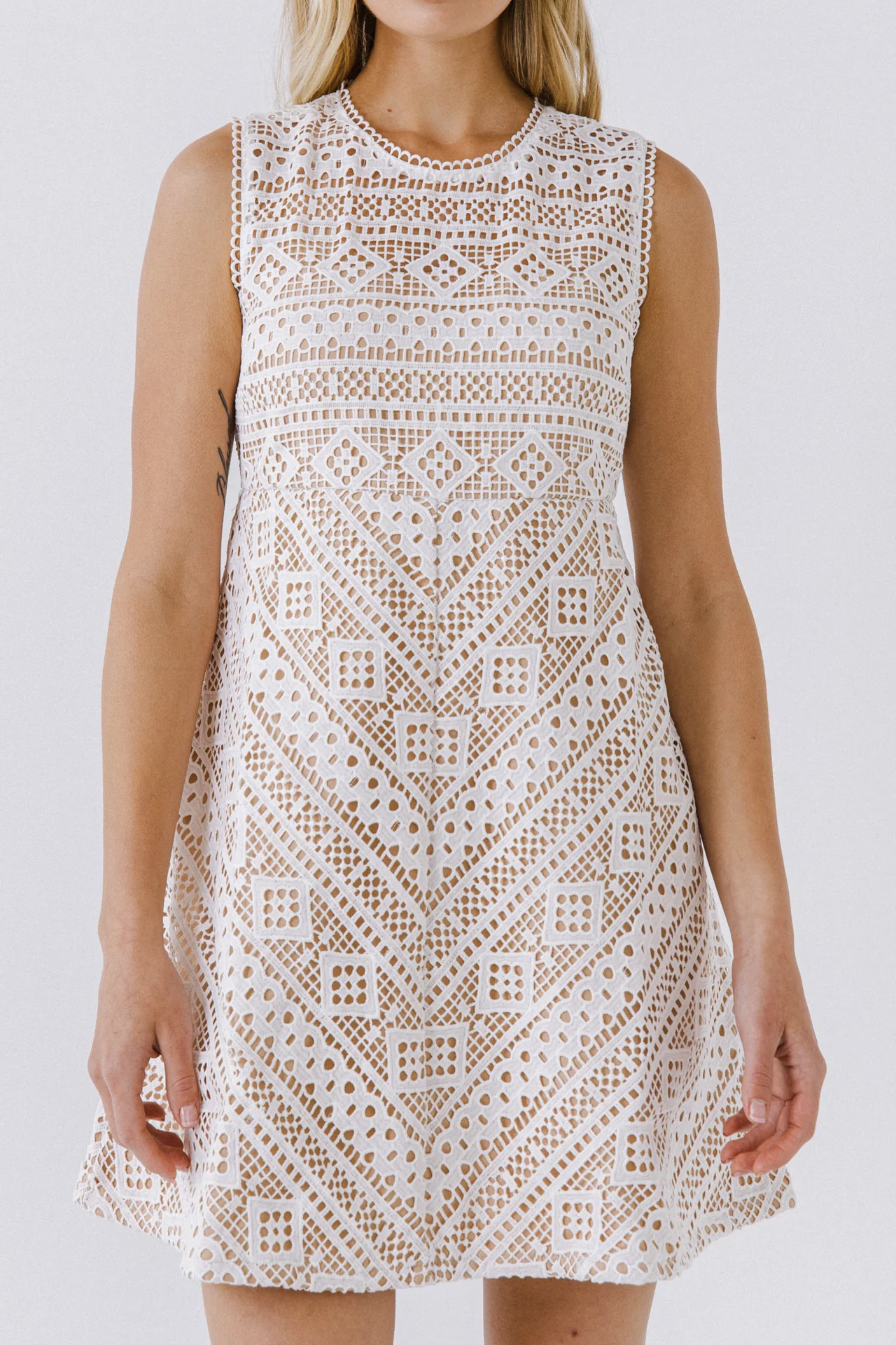 Embroidery Mini Dress