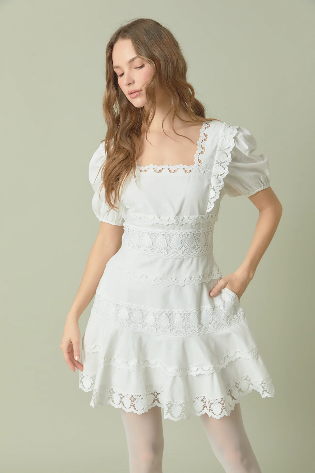 Lace Fit-and-Flare Mini Dress