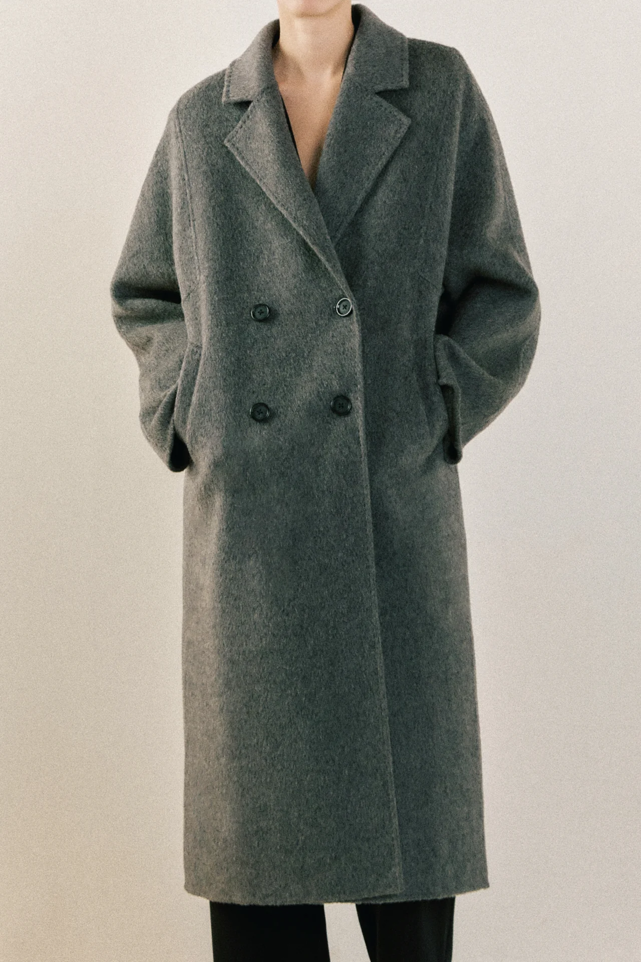 Double Breasted Handmade Blend Maxi Coat