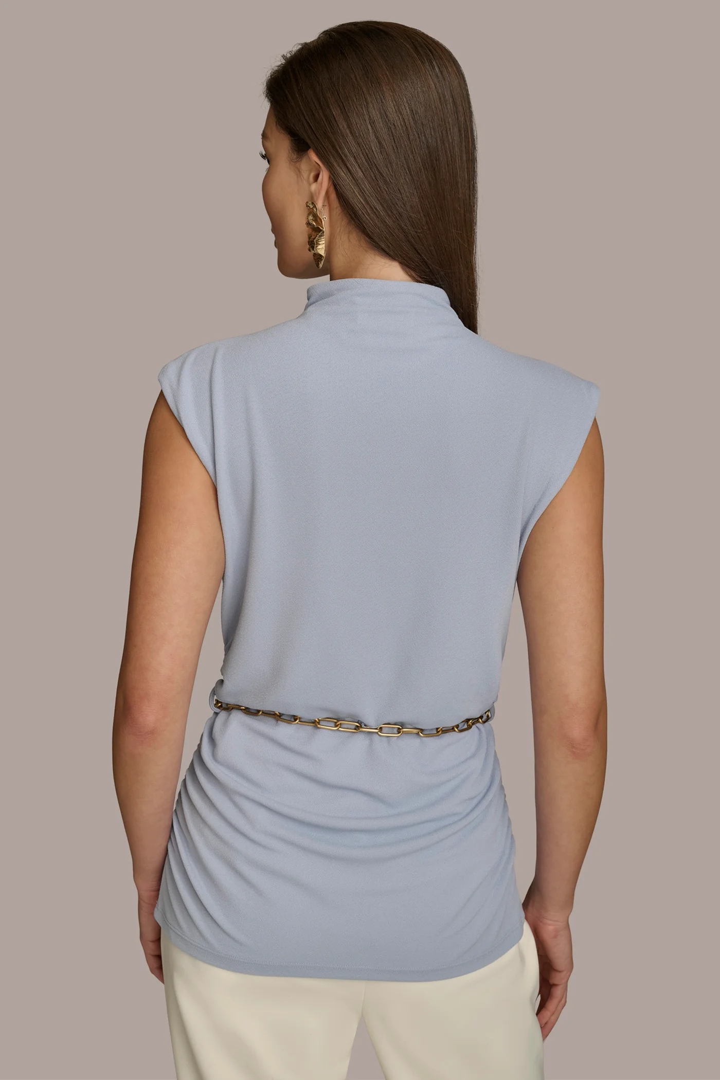 MOCK NECK TOP WITH CHAIN BELT