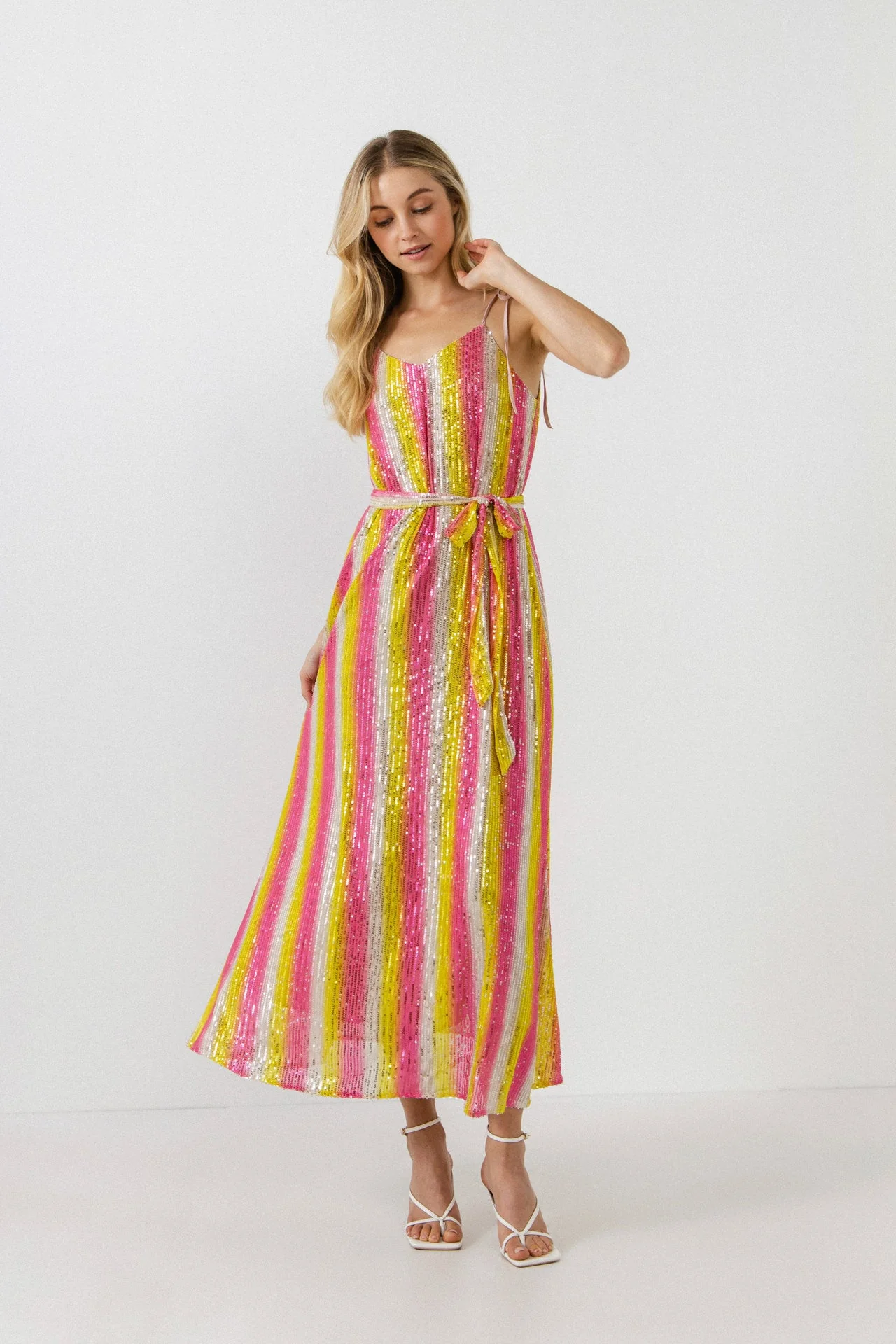 Striped Sequin Maxi Dress