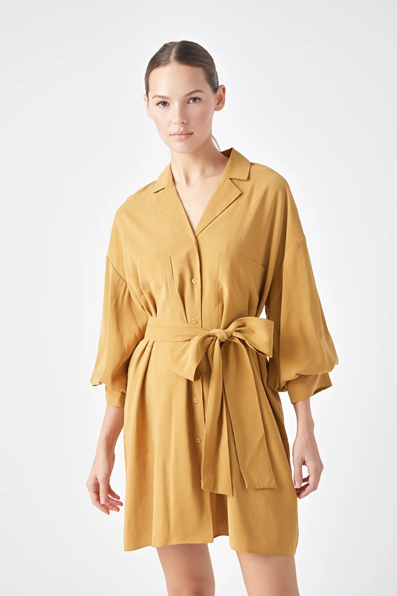 Belted Mini Shirt Dress