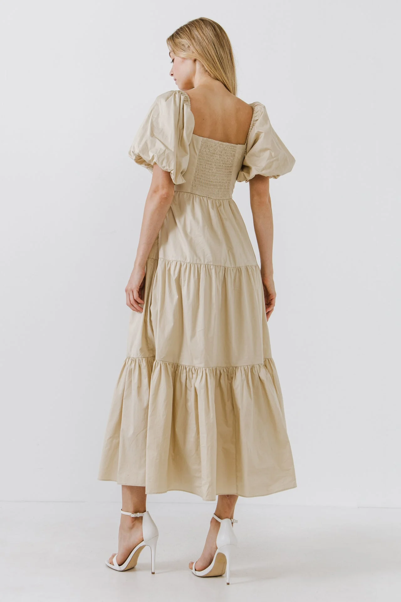 Puff Sleeve Corset Maxi Dress