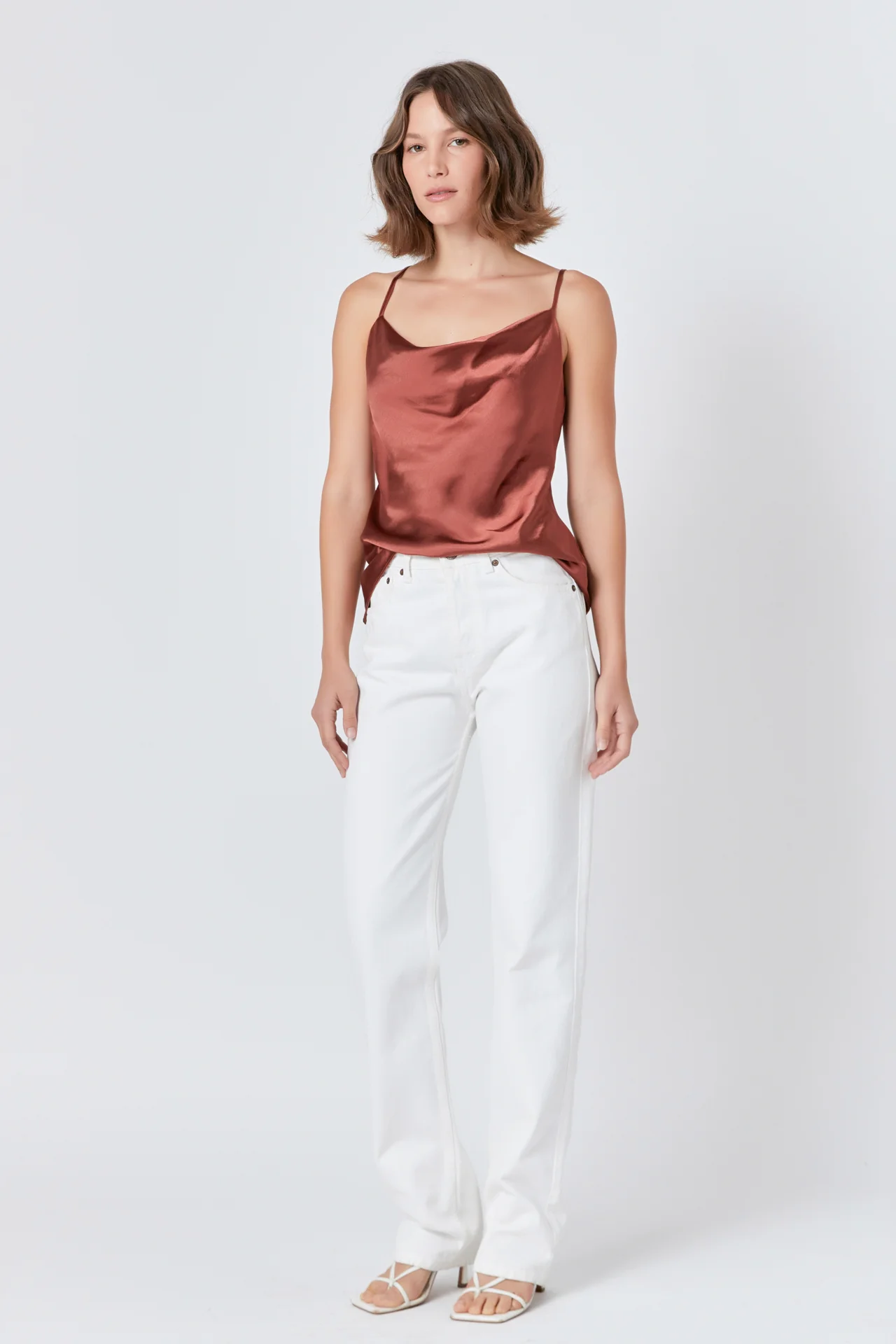 Satin Cowl Neck Top