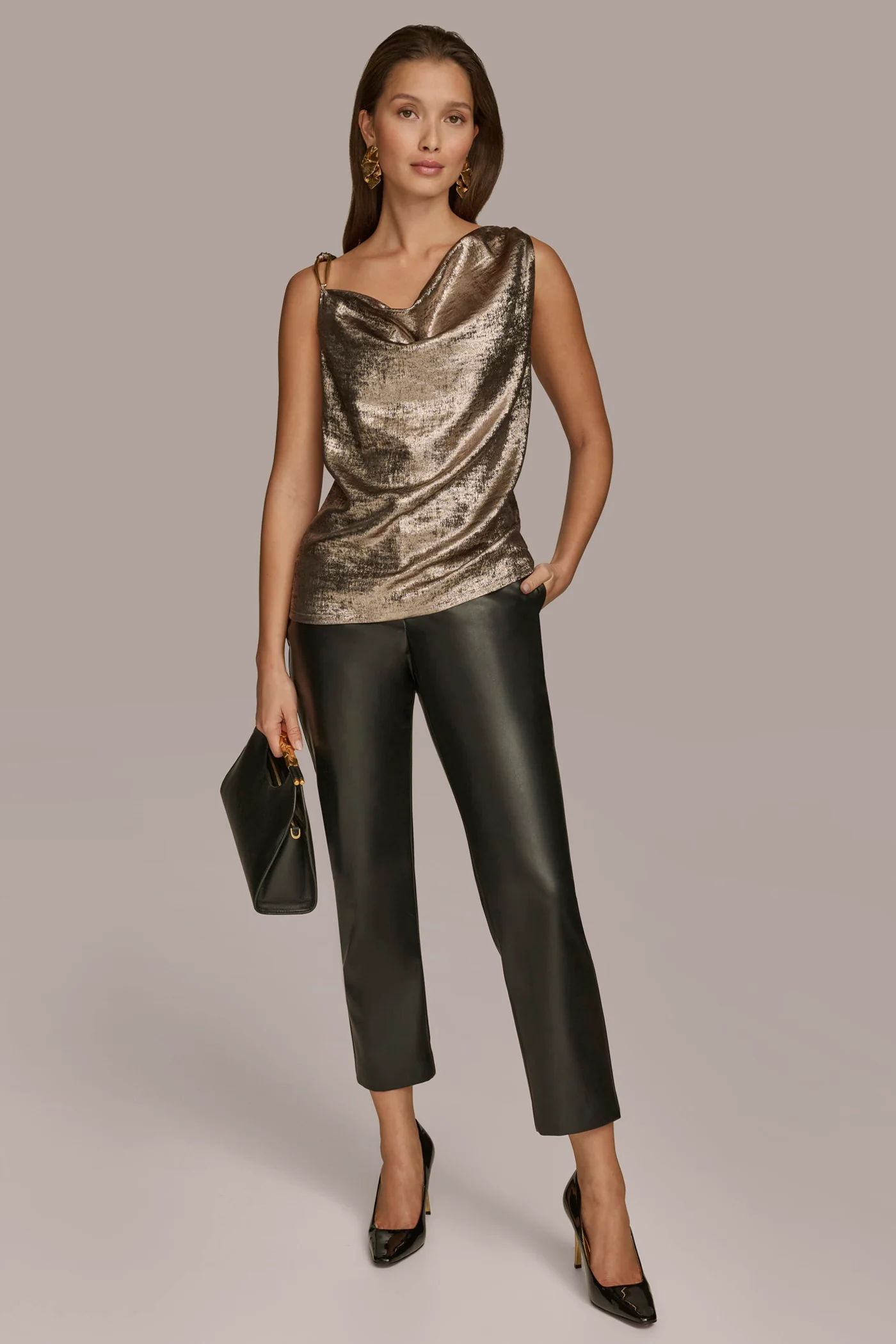 NOVELTY COWL NECK WITH HARDWARE