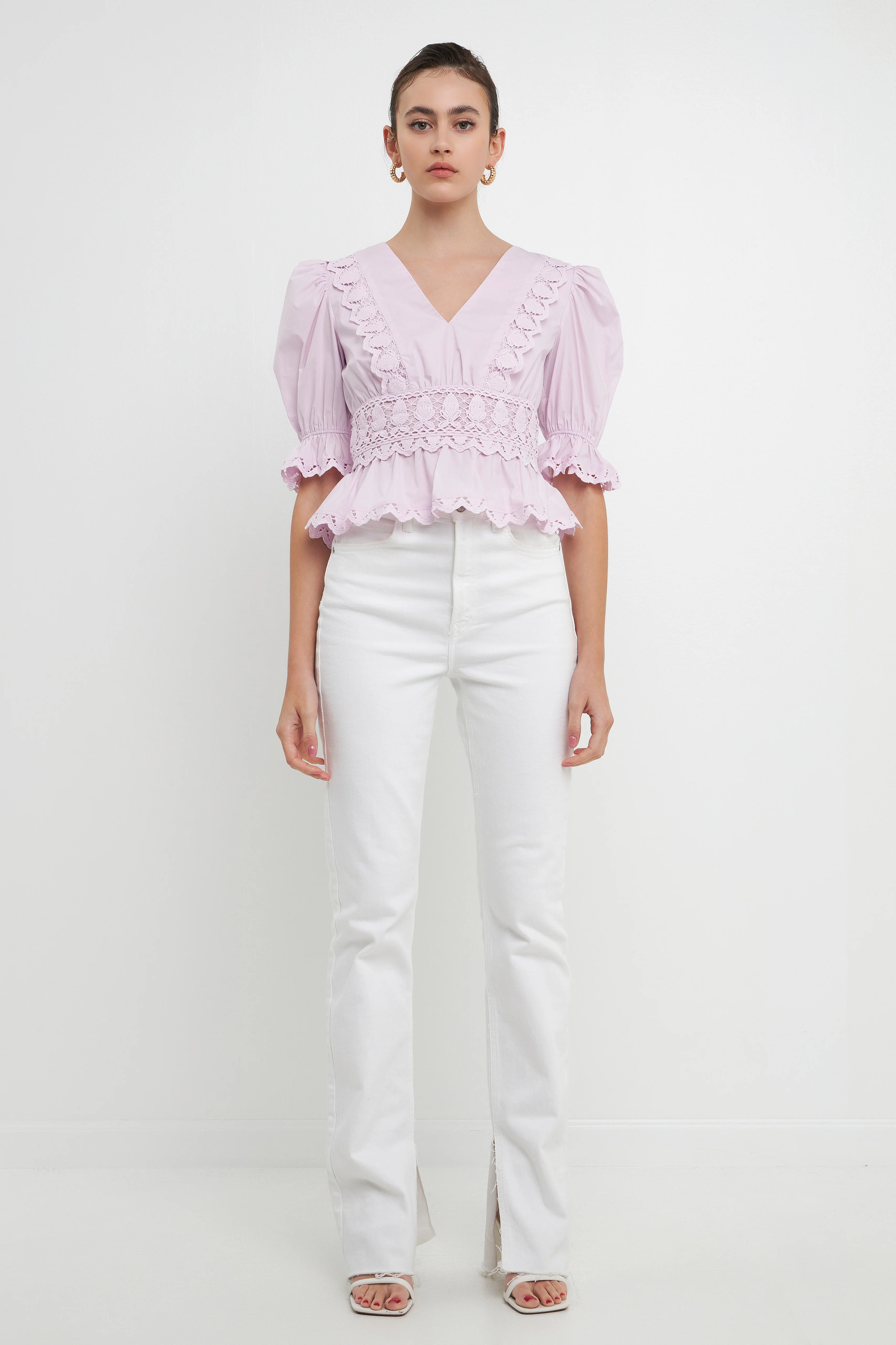 Combination Eyelet Lace Top