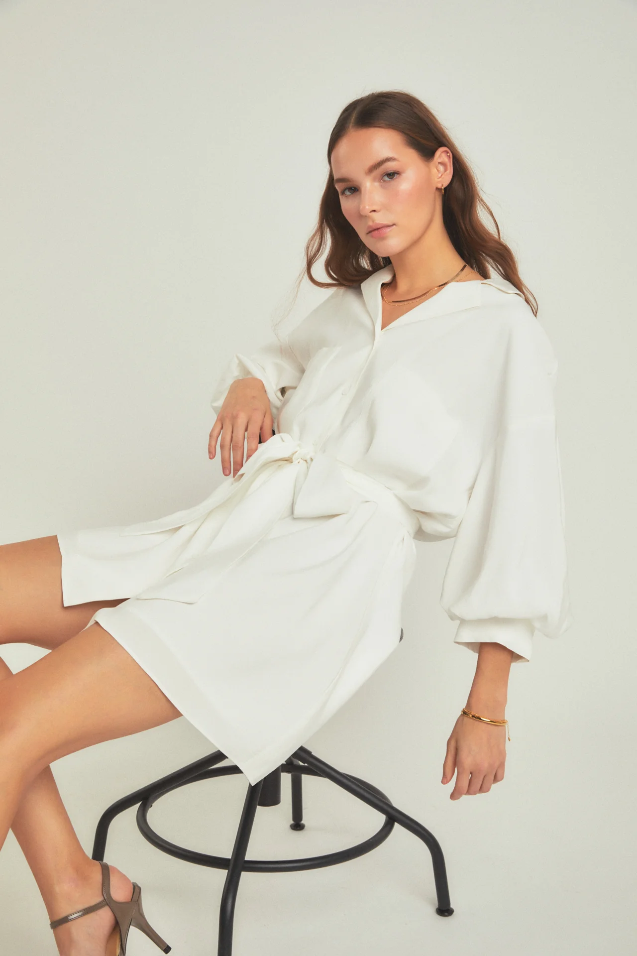 Belted Mini Shirt Dress