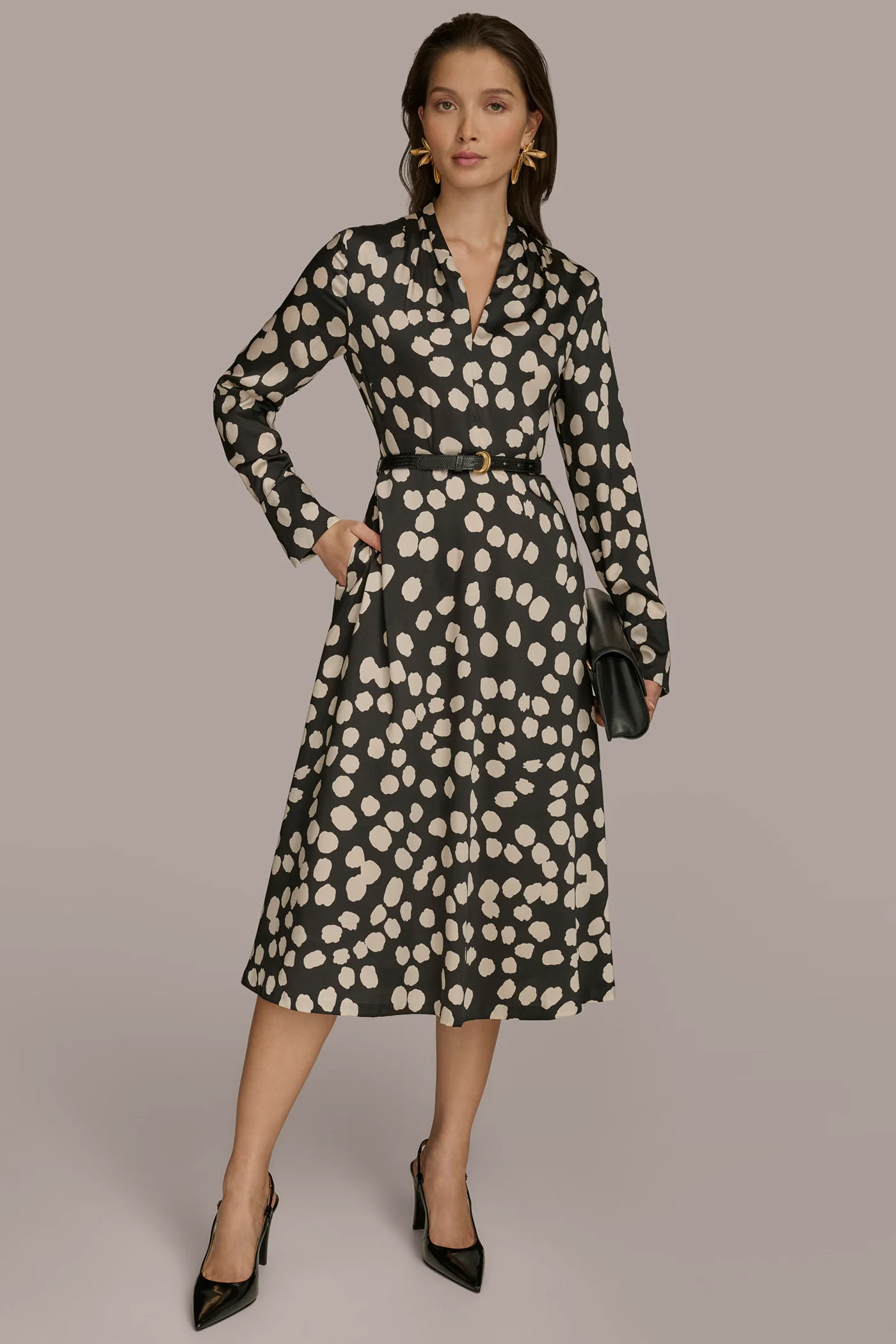 POLKA DOT A LINE MIDI DRESS