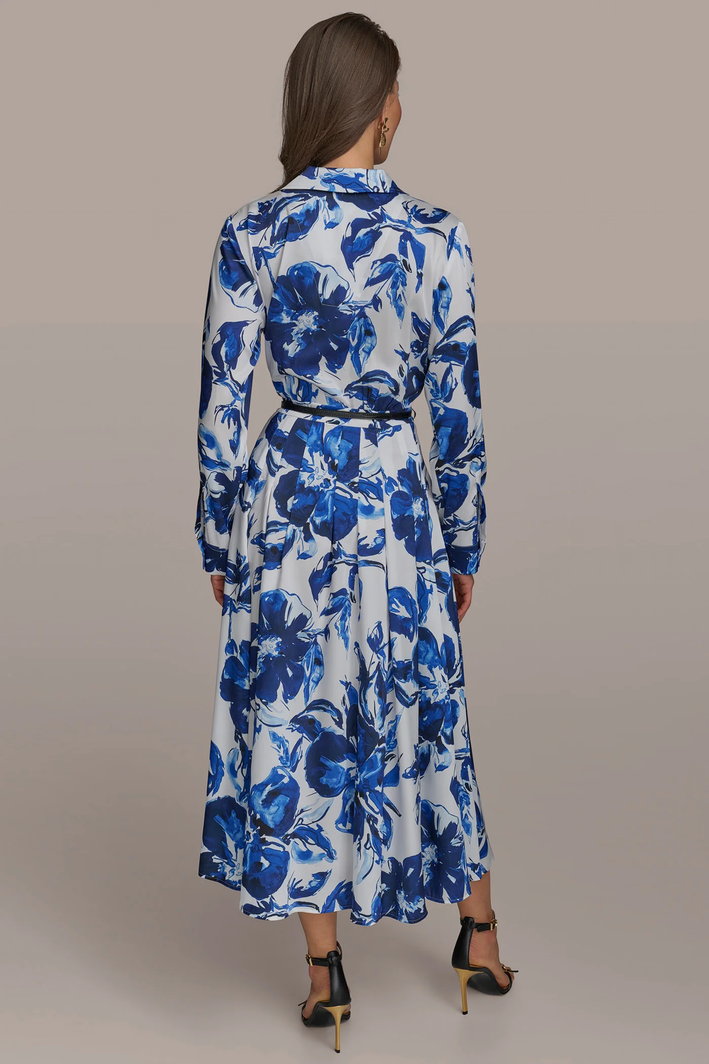 PRINTED BELTED SHIRT DRESS