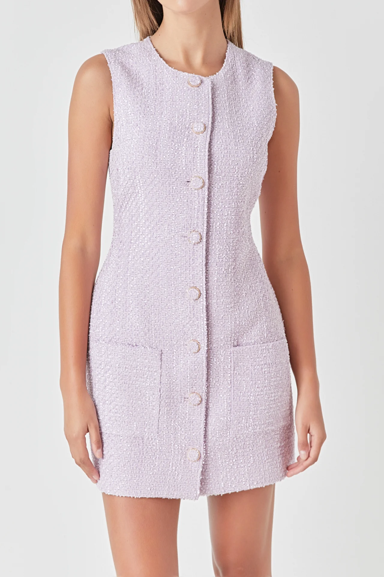 Sleeveless Tweed Mini Dress