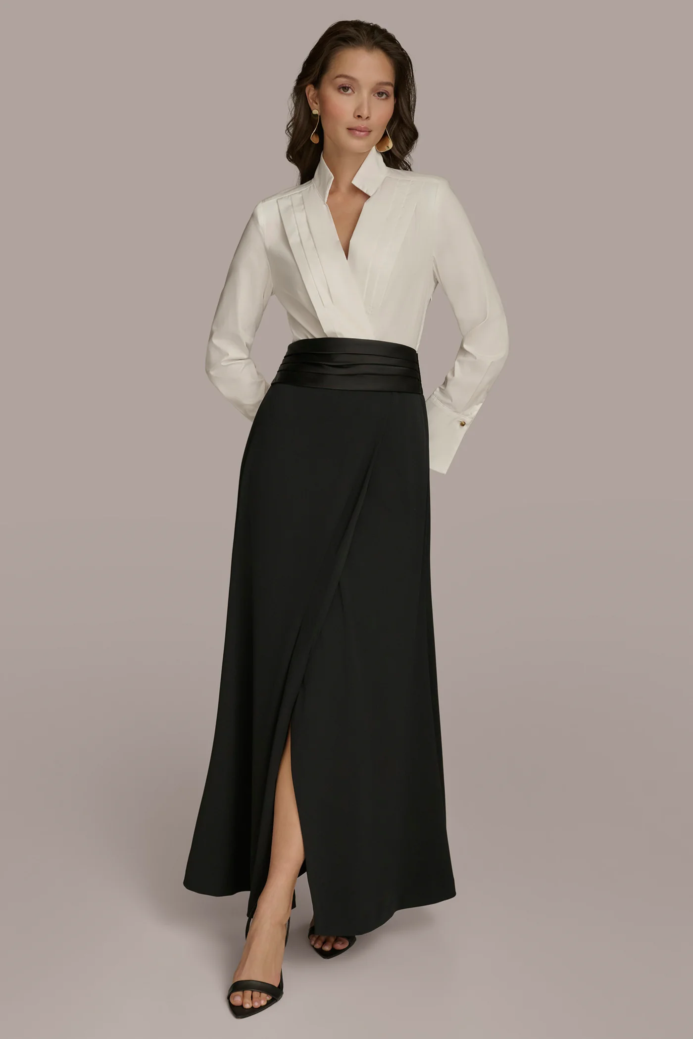 TUXEDO GOWN WITH FRENCH CUFFS