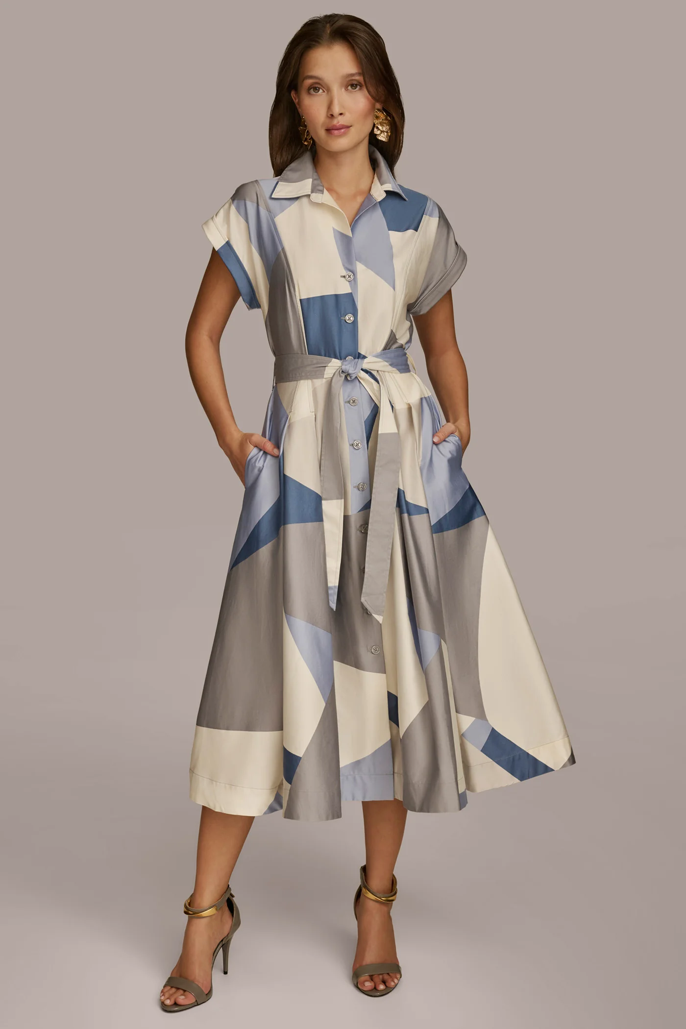 COLORBLOCK A LINE SHIRT DRESS