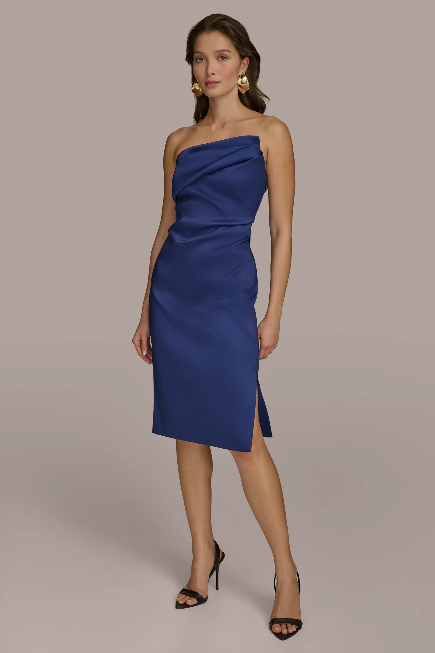 ASYMMETRICAL NECK COCKTAIL SHEATH DRESS