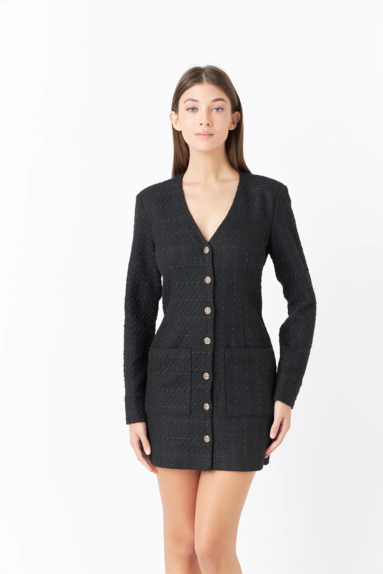 Textured Button Down Dress