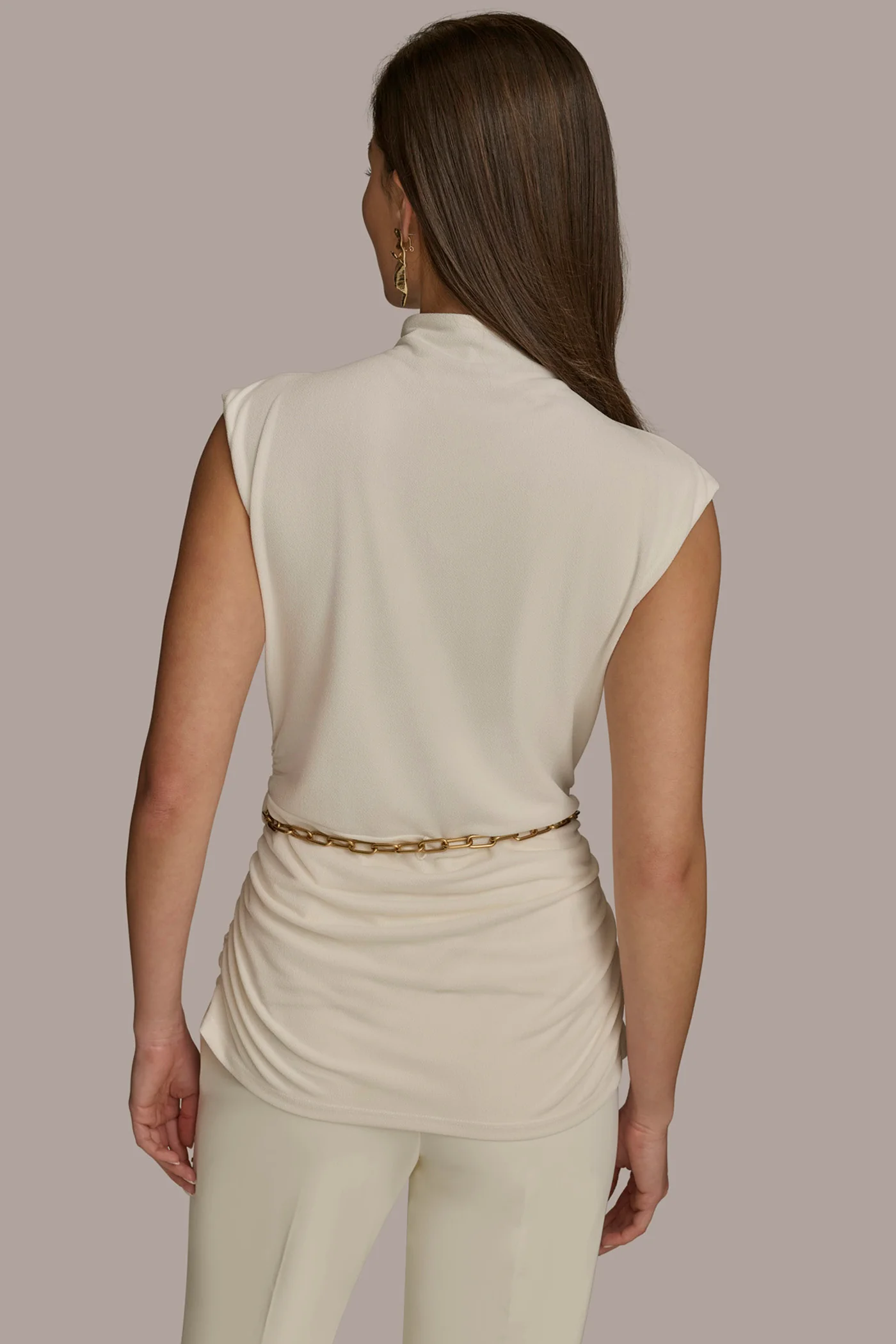 MOCK NECK TOP WITH CHAIN BELT