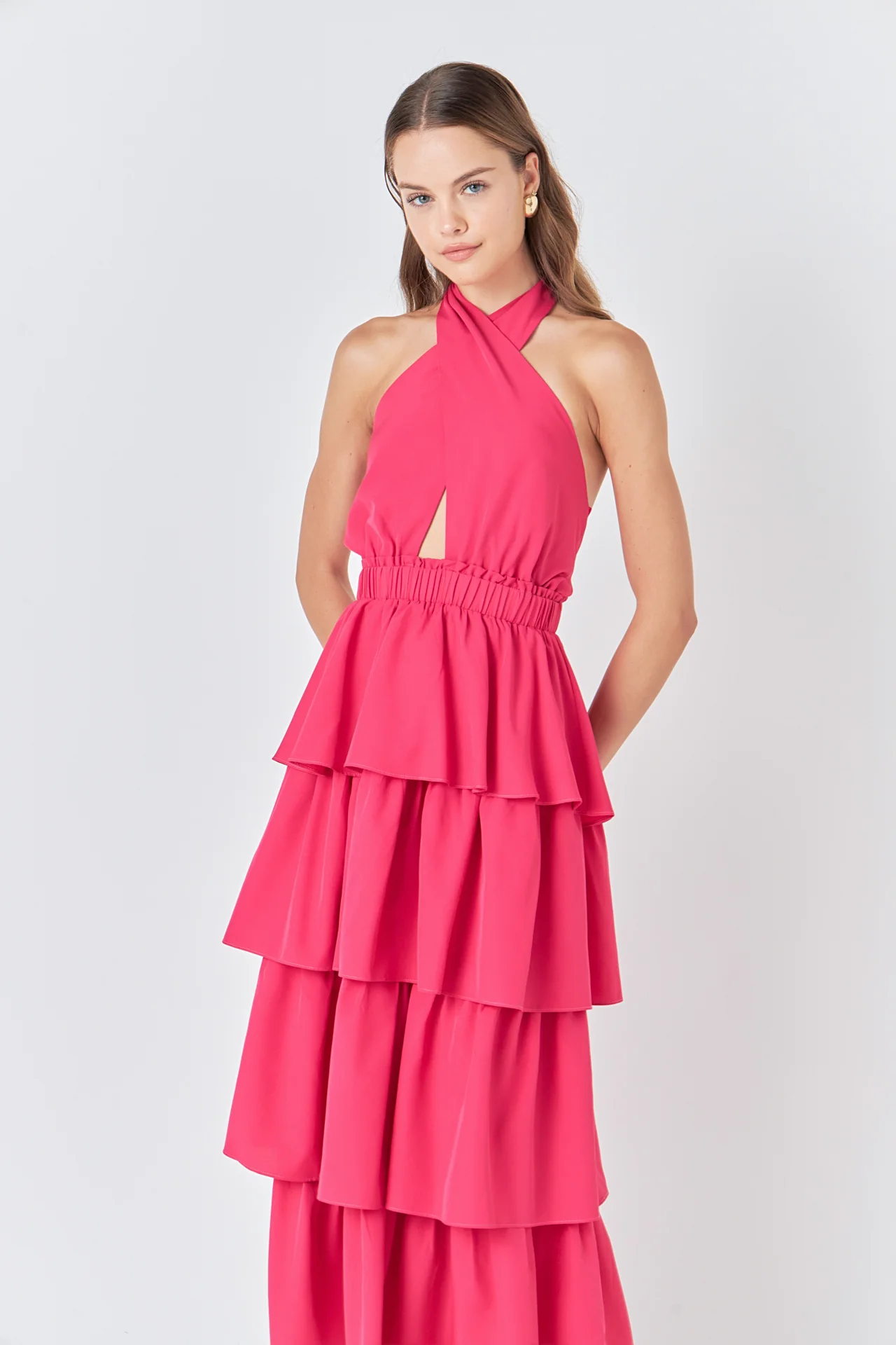 Criss Cross Halter Maxi Dress