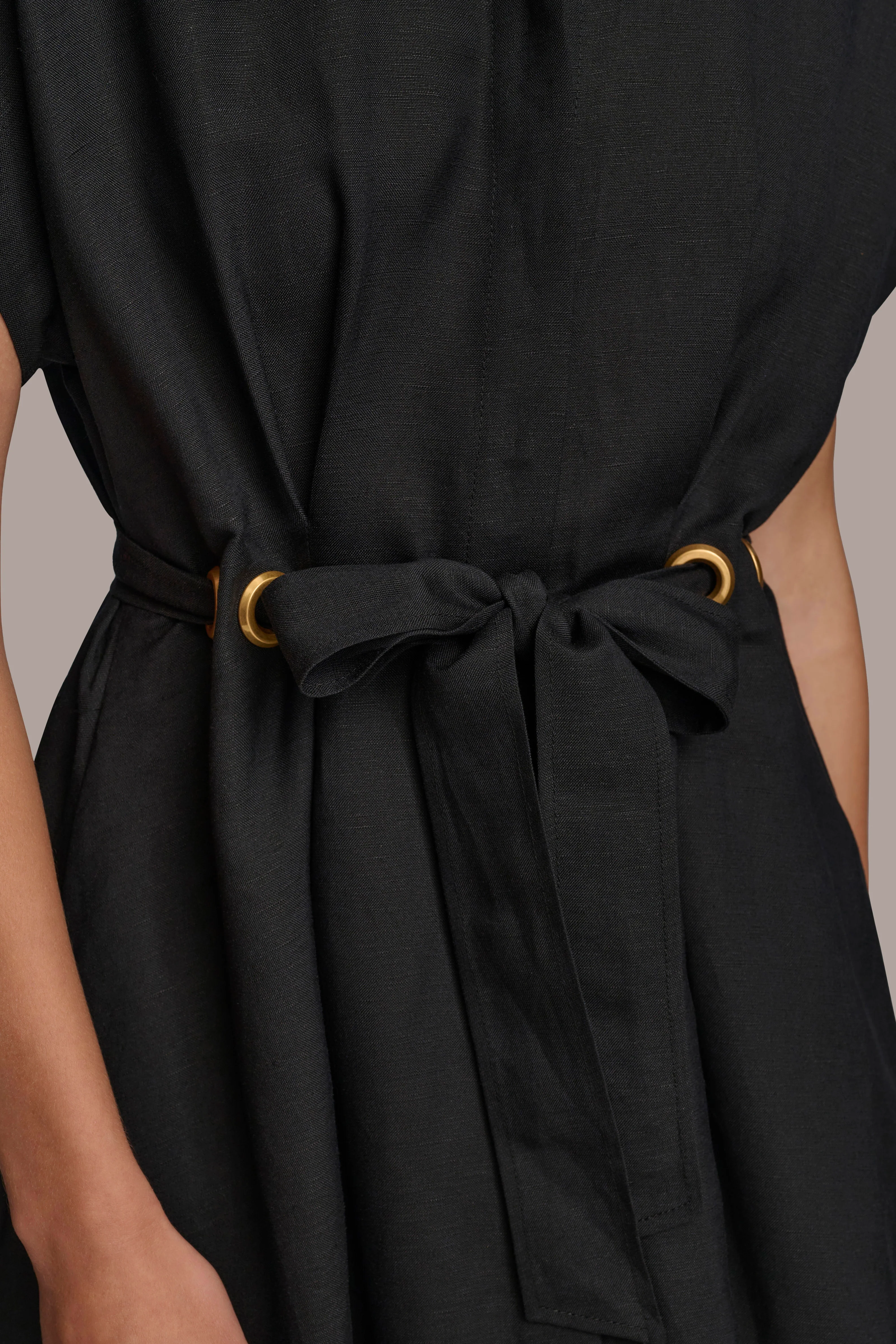 LINEN MIDI SHIRT DRESS