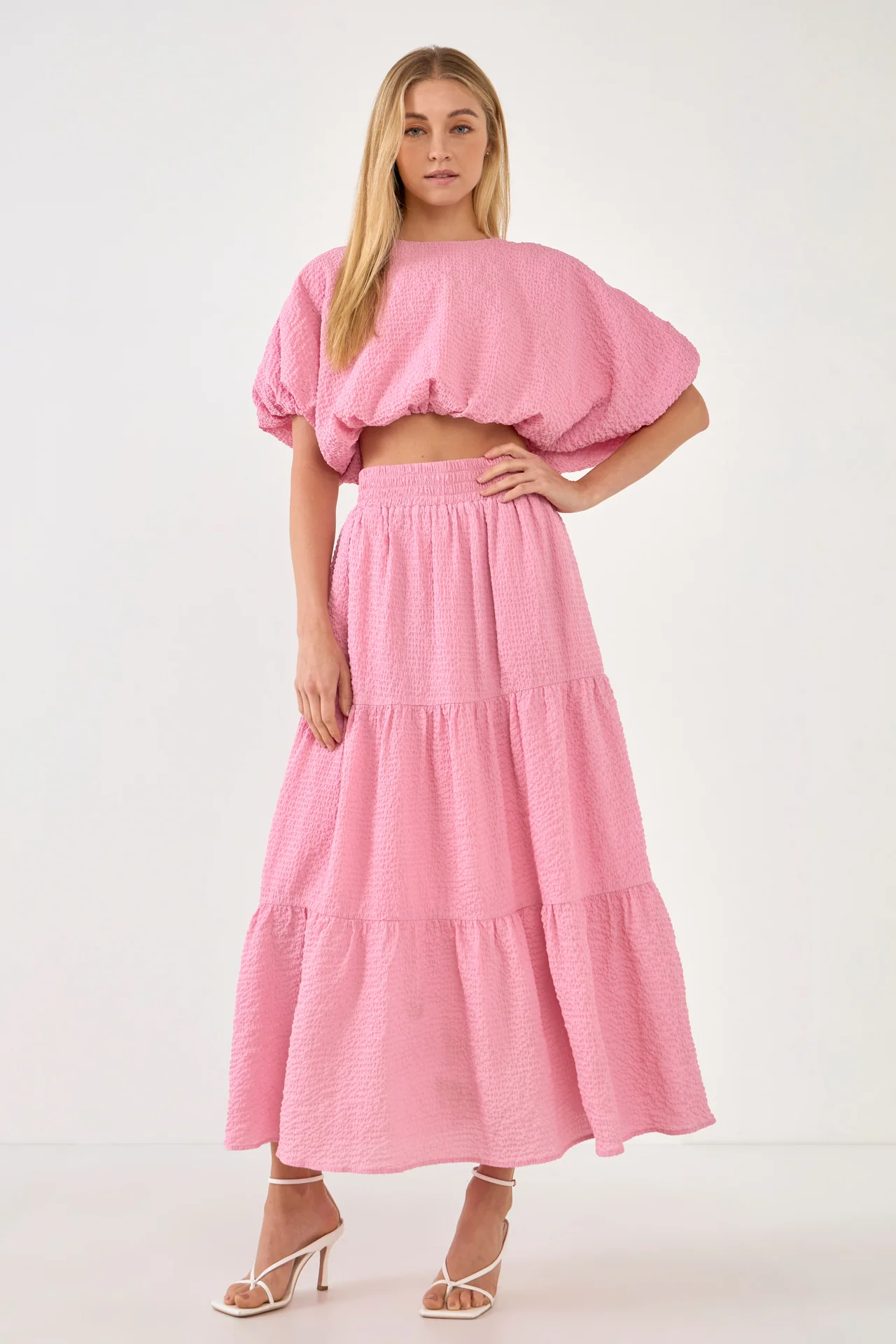 Voluminous Textured Cropped Top