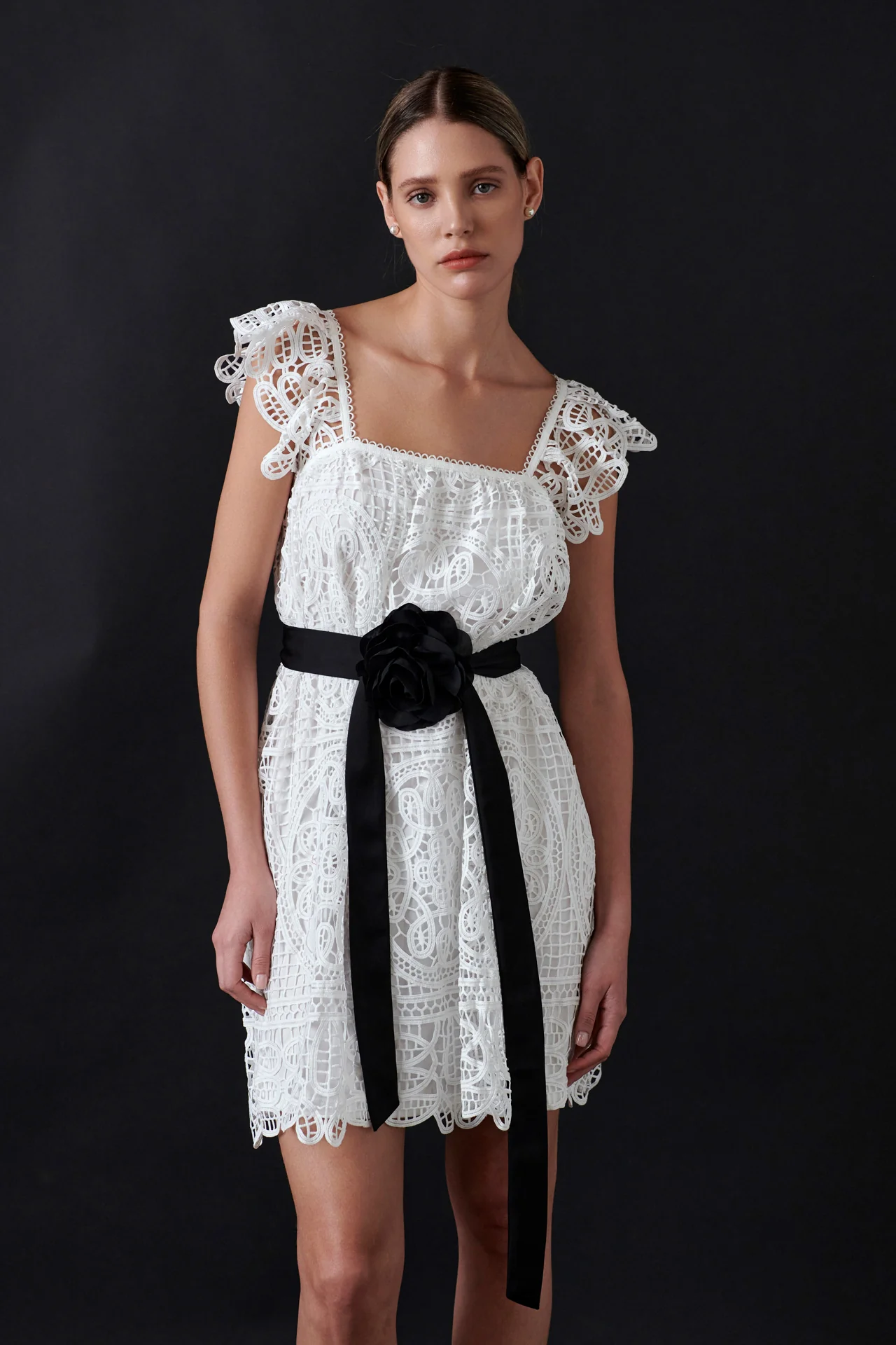Flounce Laced Mini Dress