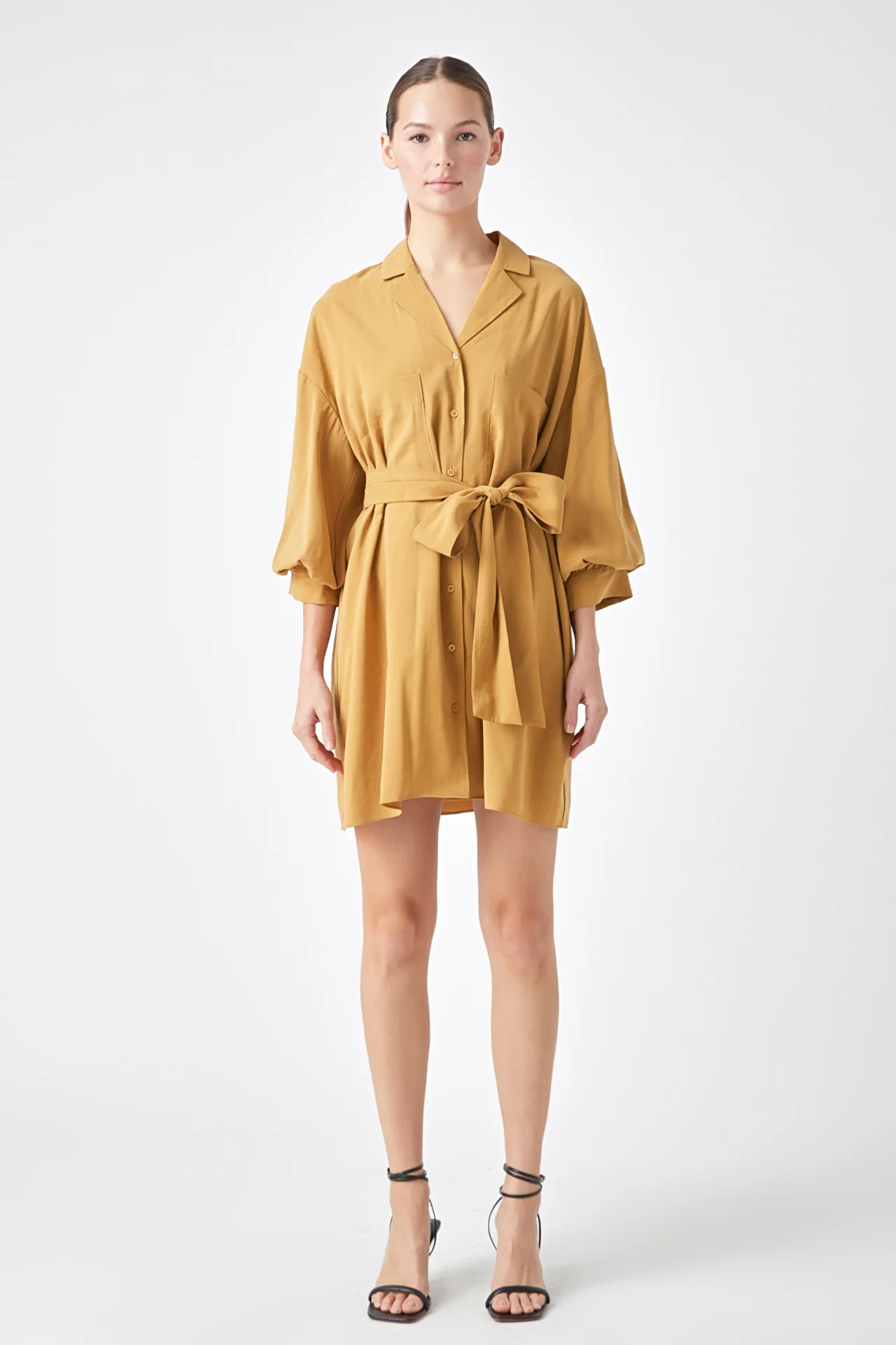 Belted Mini Shirt Dress