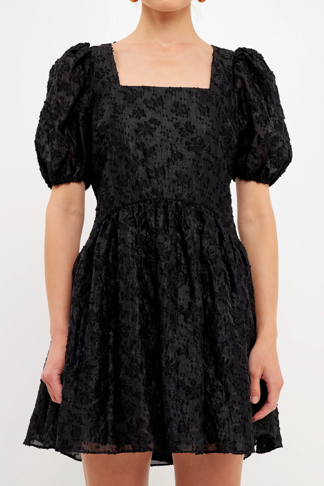 Texture Floral Organza Mini Dress