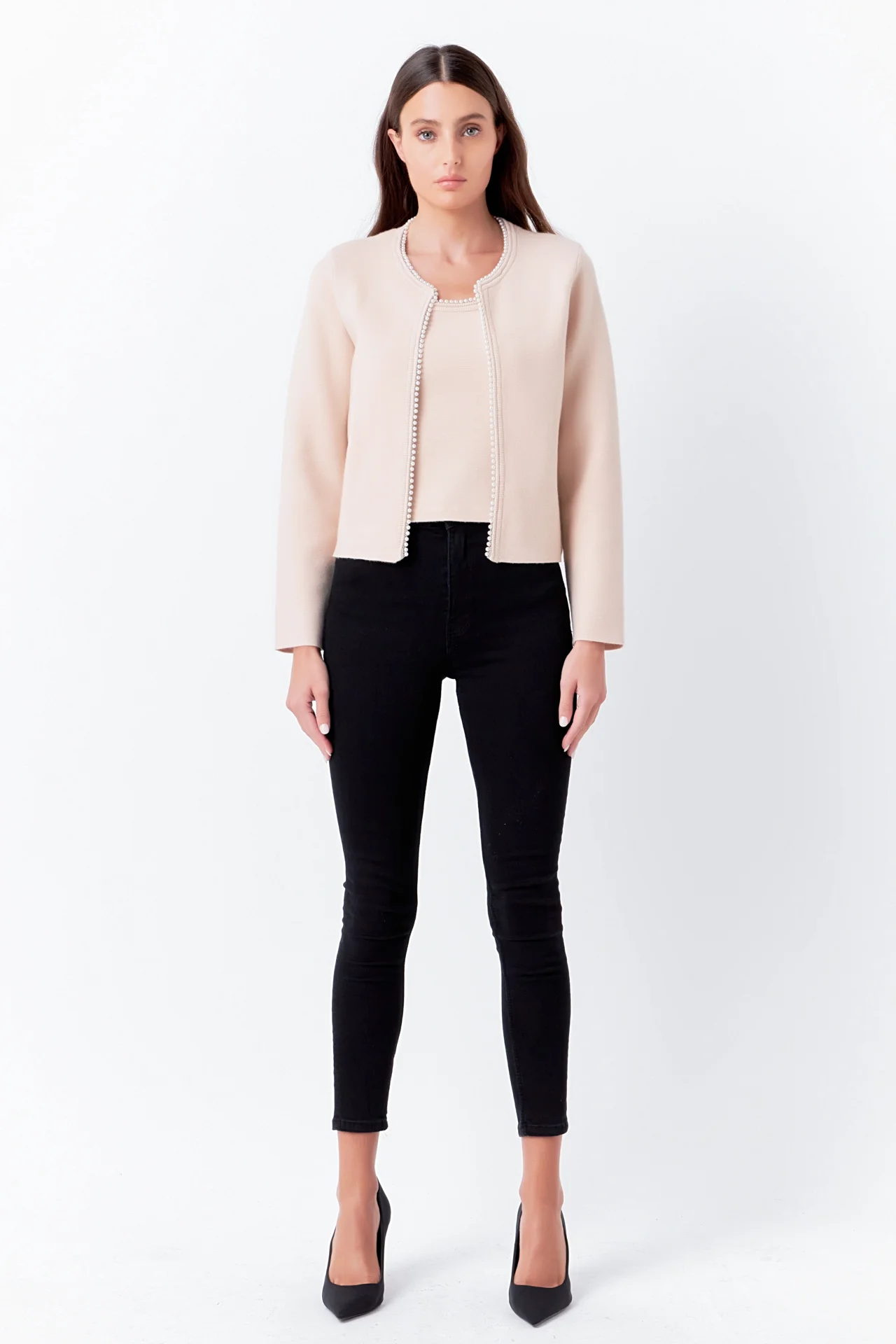 Pearl Trim Knit Cardigan