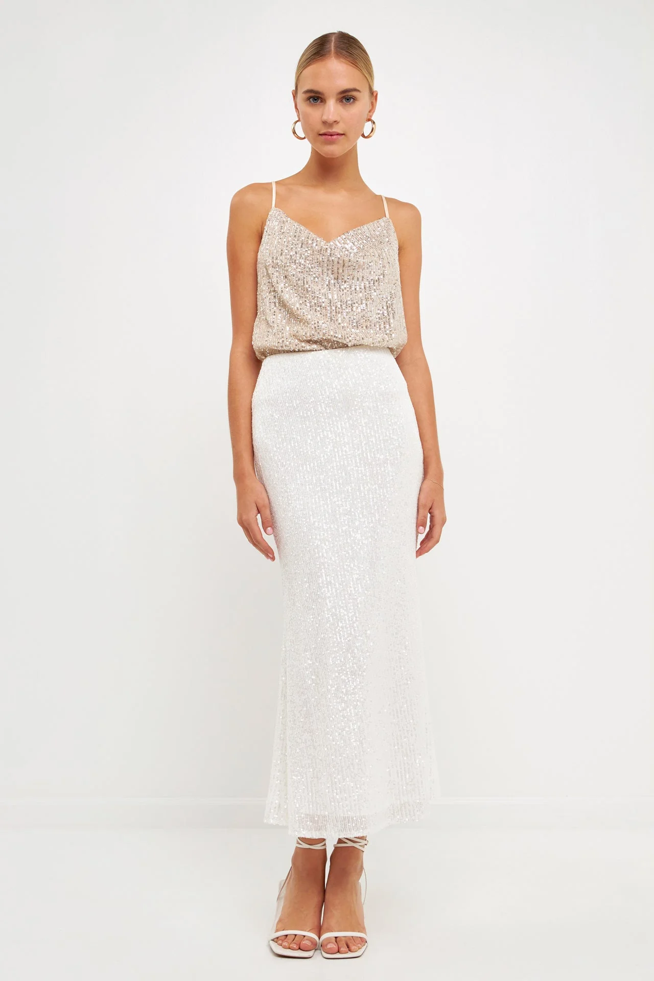 Sequins Cowl Neck Top