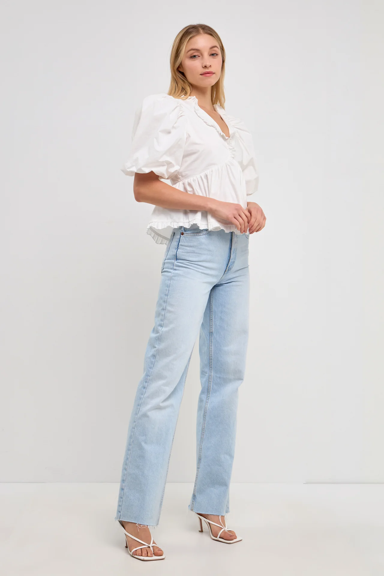 Puff Sleeve Peplum Top