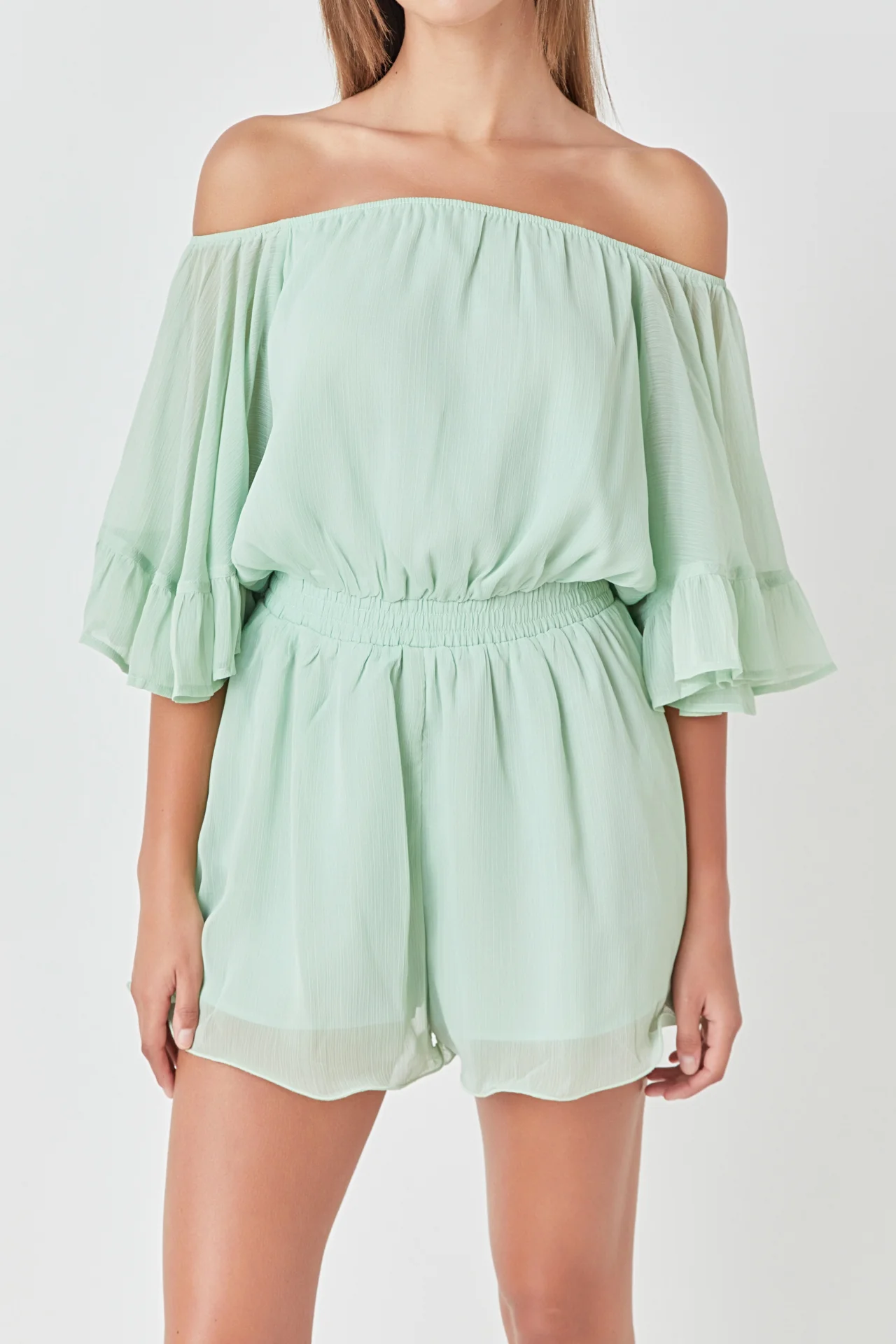 Ruffled Sleeve Romper
