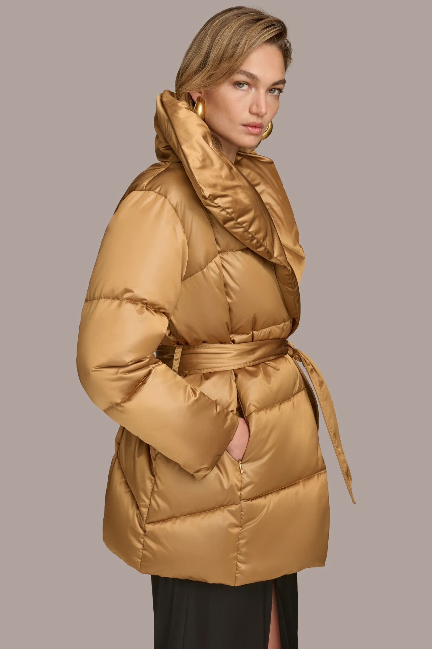 Belted Wing-Collar Coat