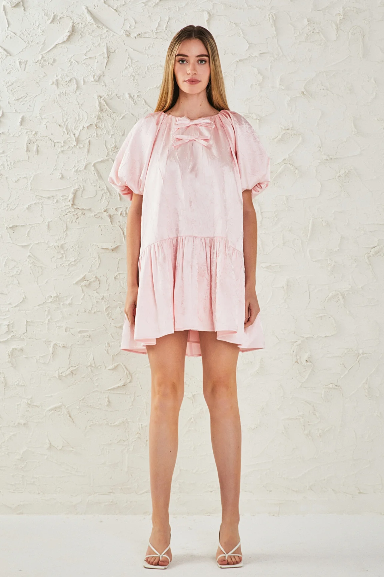 Sheen Bow Detail Mini Dress