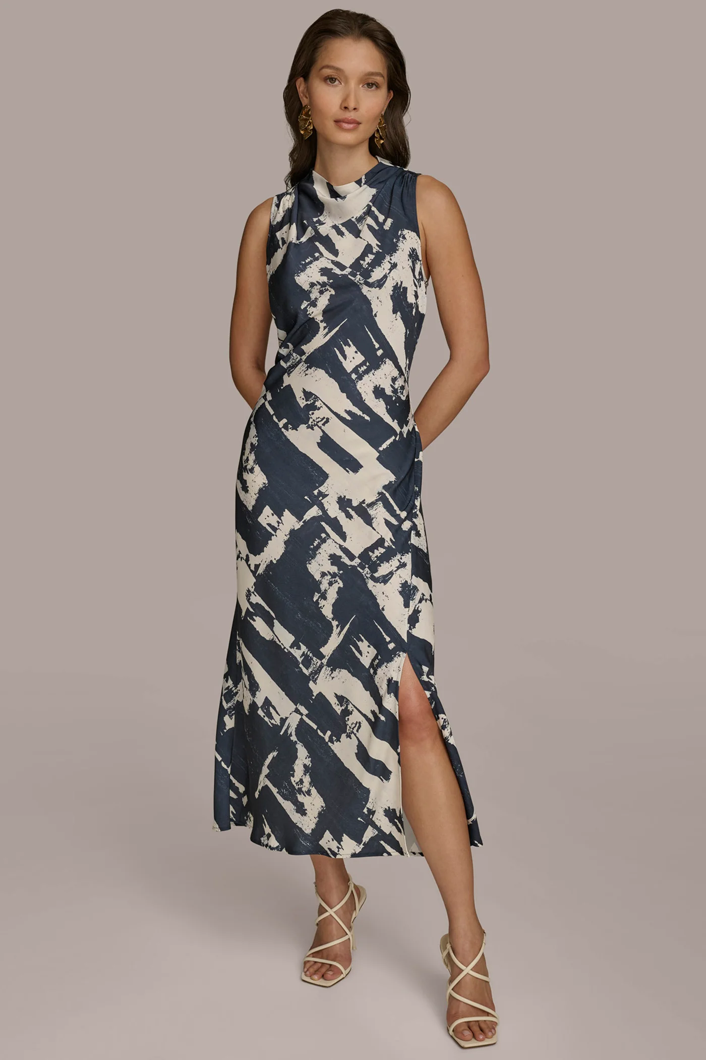 PRINTED MOCK NECK DRESS
