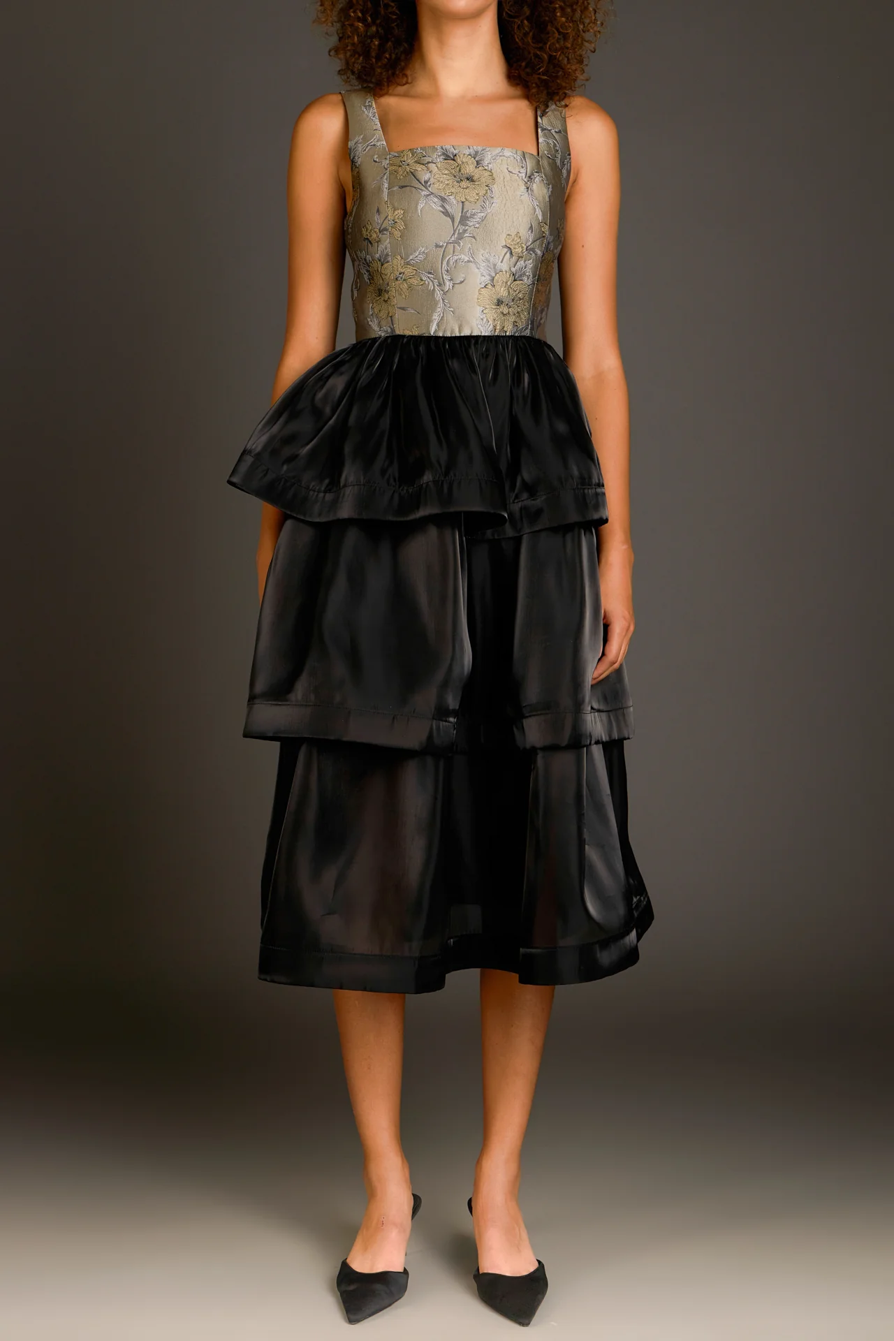 Floral Jacquard Midi Dress