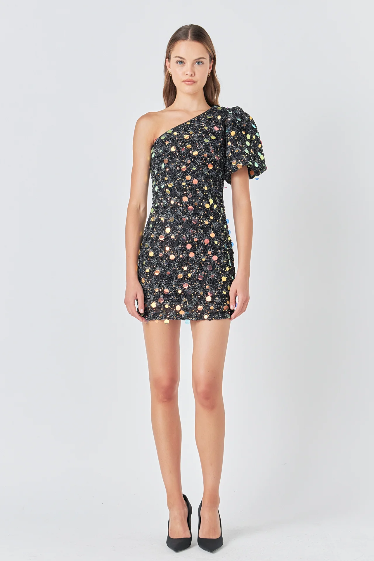 Premium One-Shoulder Sequin Mini Dress