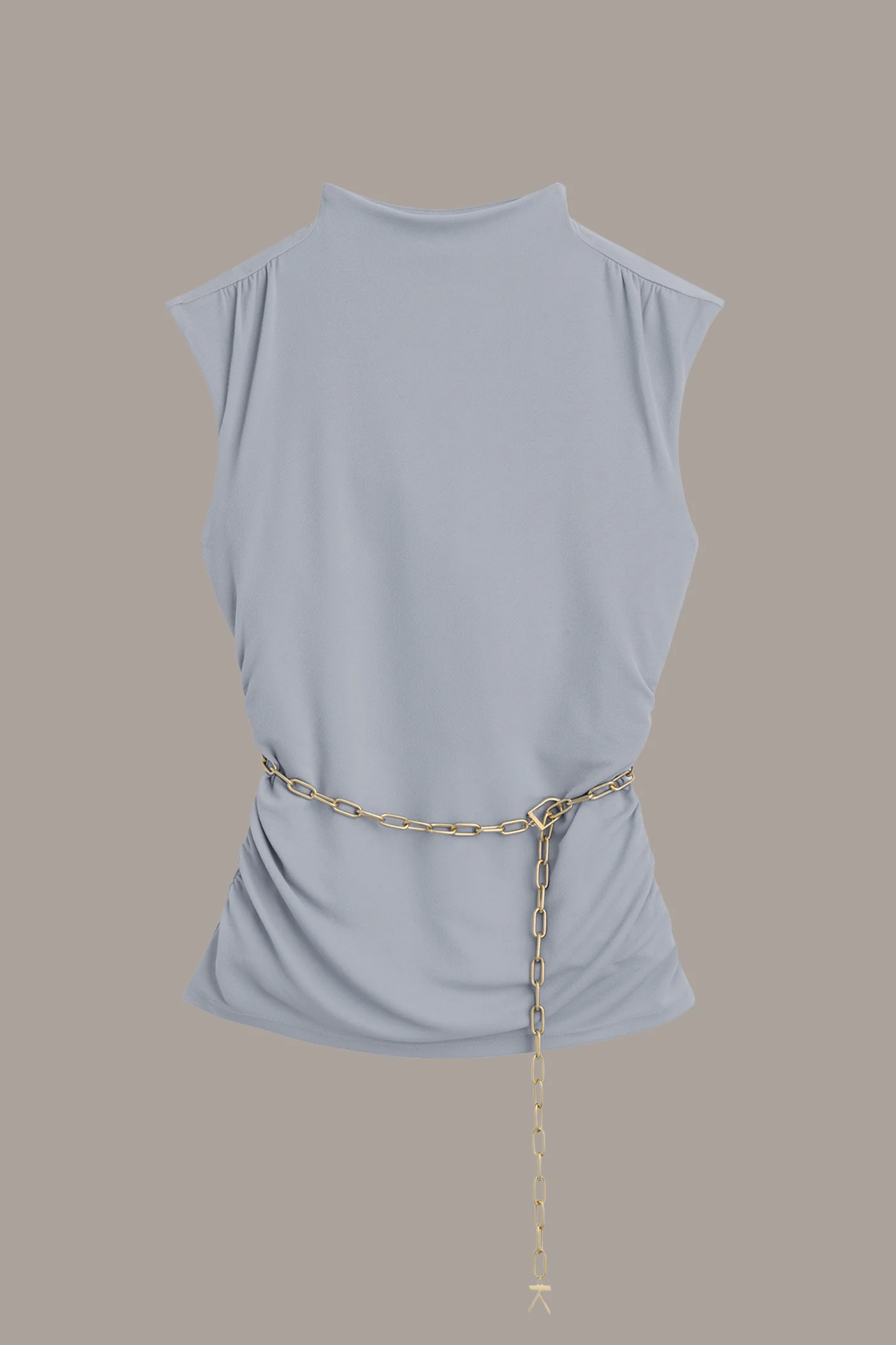 MOCK NECK TOP WITH CHAIN BELT