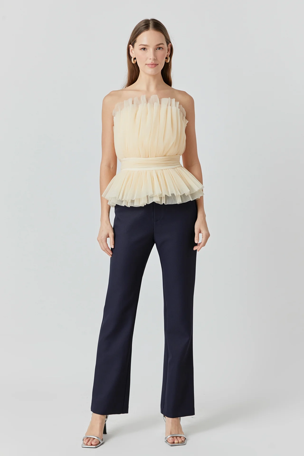 Strapless Tulle Banded Top